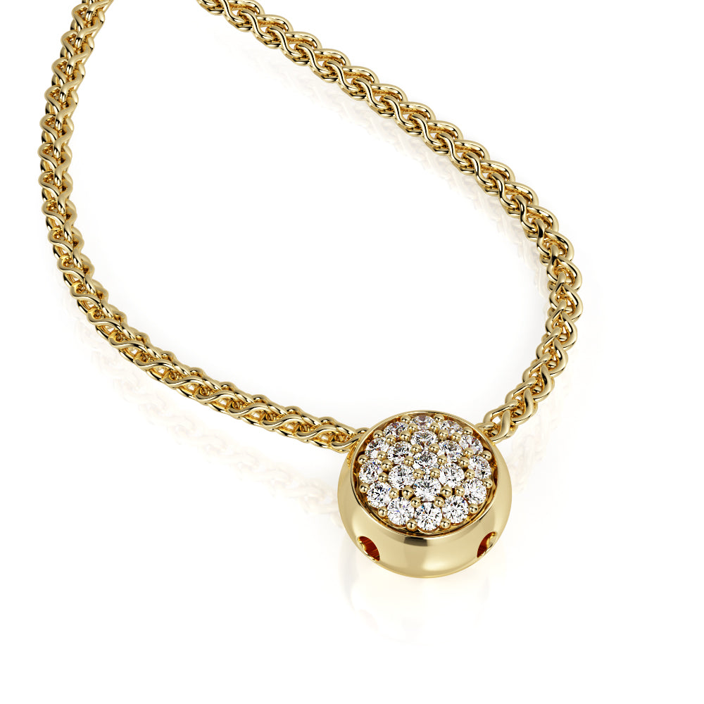 Natural Diamond Pav'e Pendant with a White Necklace