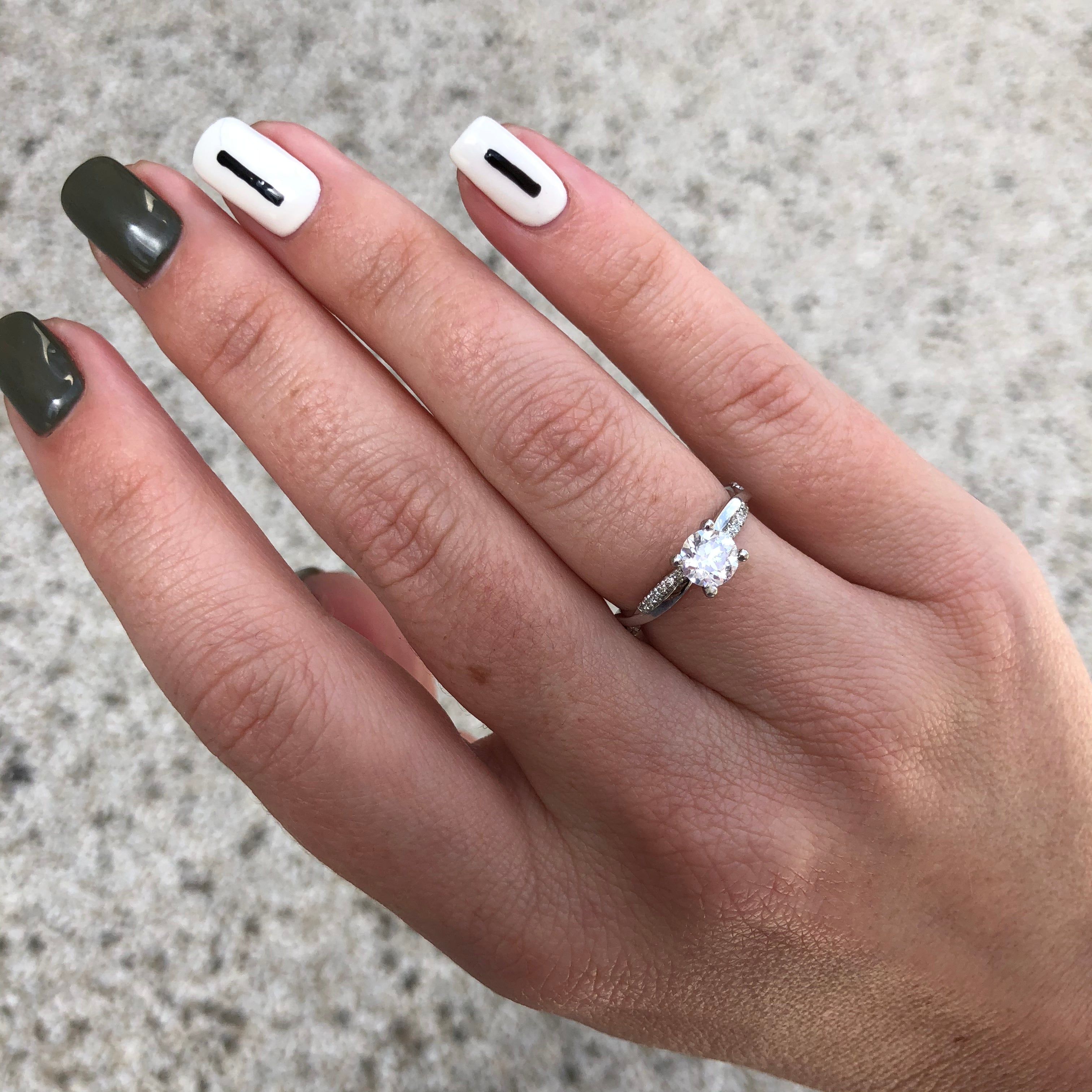 Twisted Shank Natural Round  Diamond Engagement Ring in White Gold