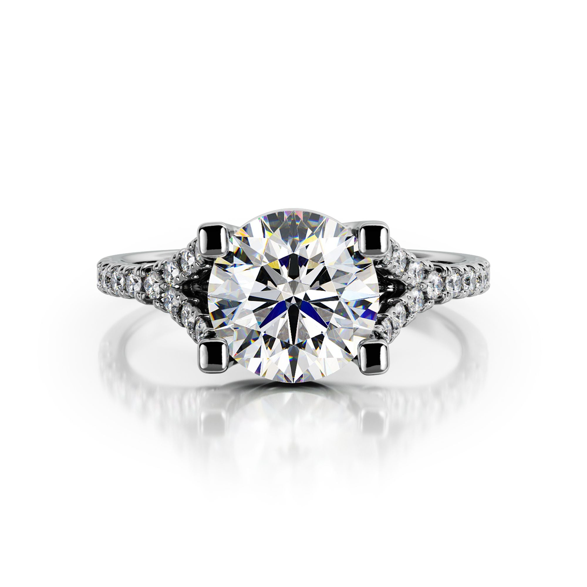 Split Solitaire Natural Round  Diamond Engagement Ring