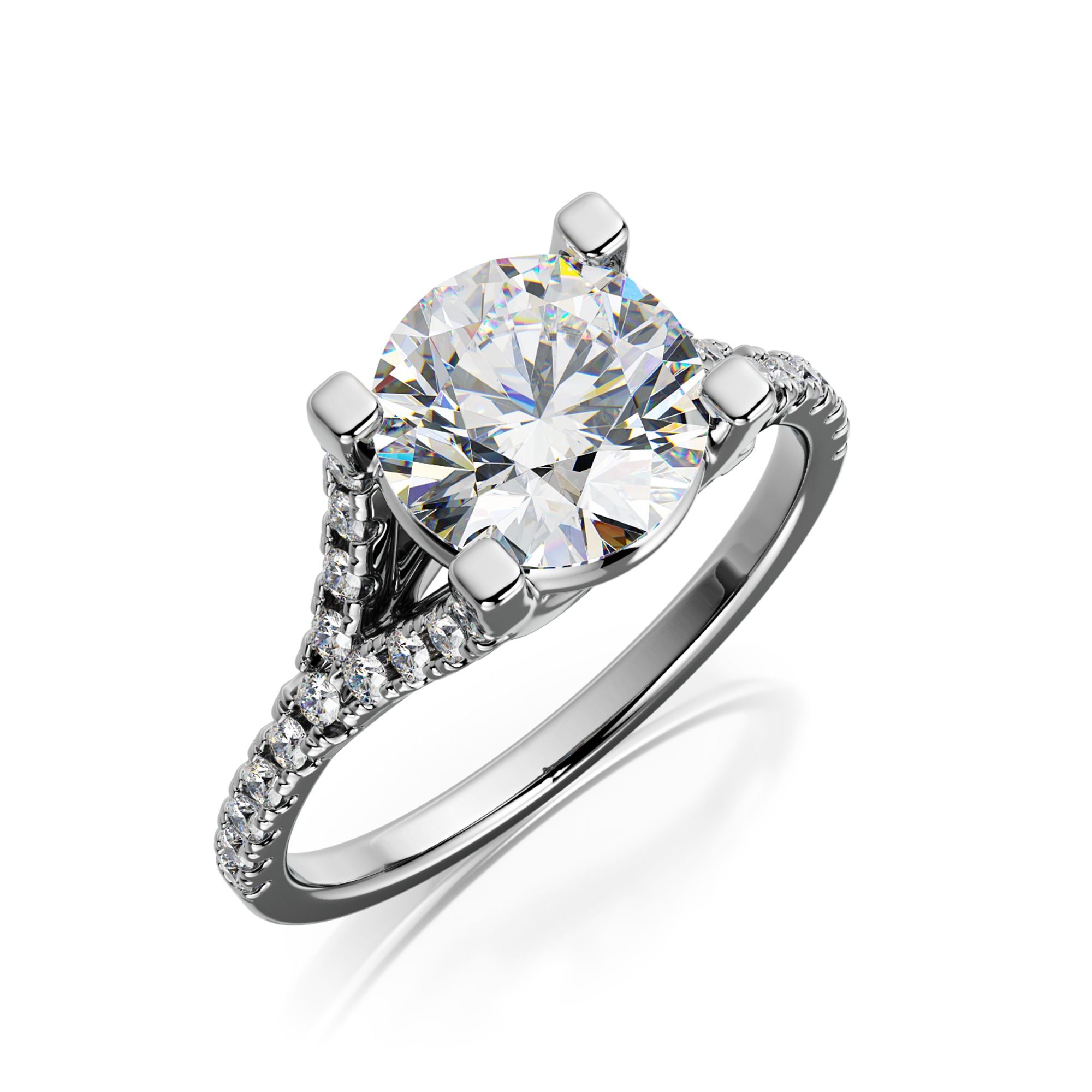 Split Solitaire Natural Round  Diamond Engagement Ring