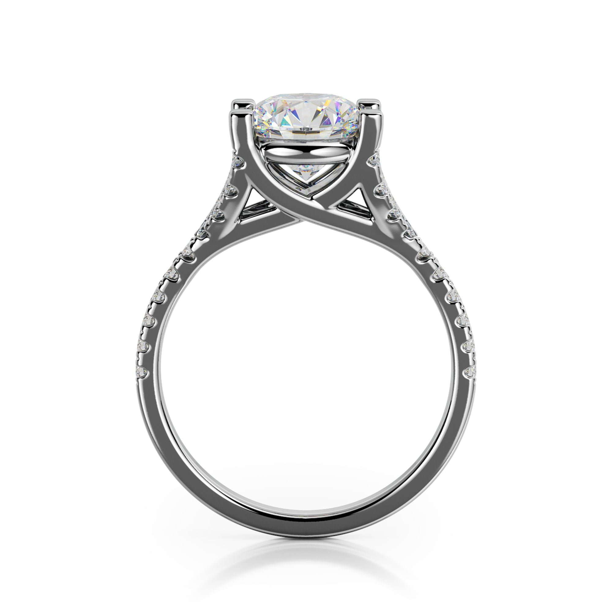 Split Solitaire Natural Round  Diamond Engagement Ring