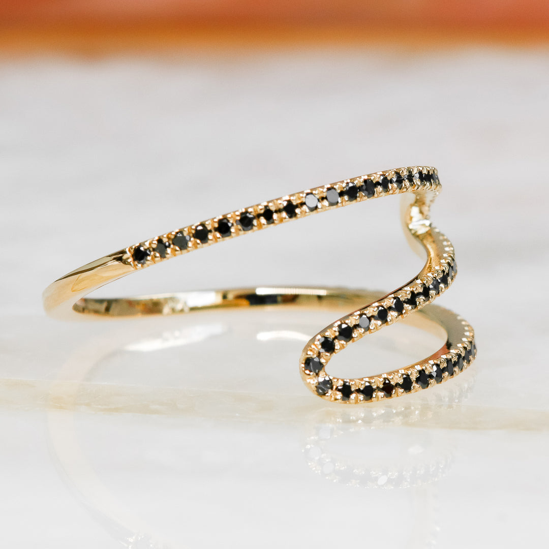 Silverline - Twisted Wavey Natural Black & White Diamond Ring