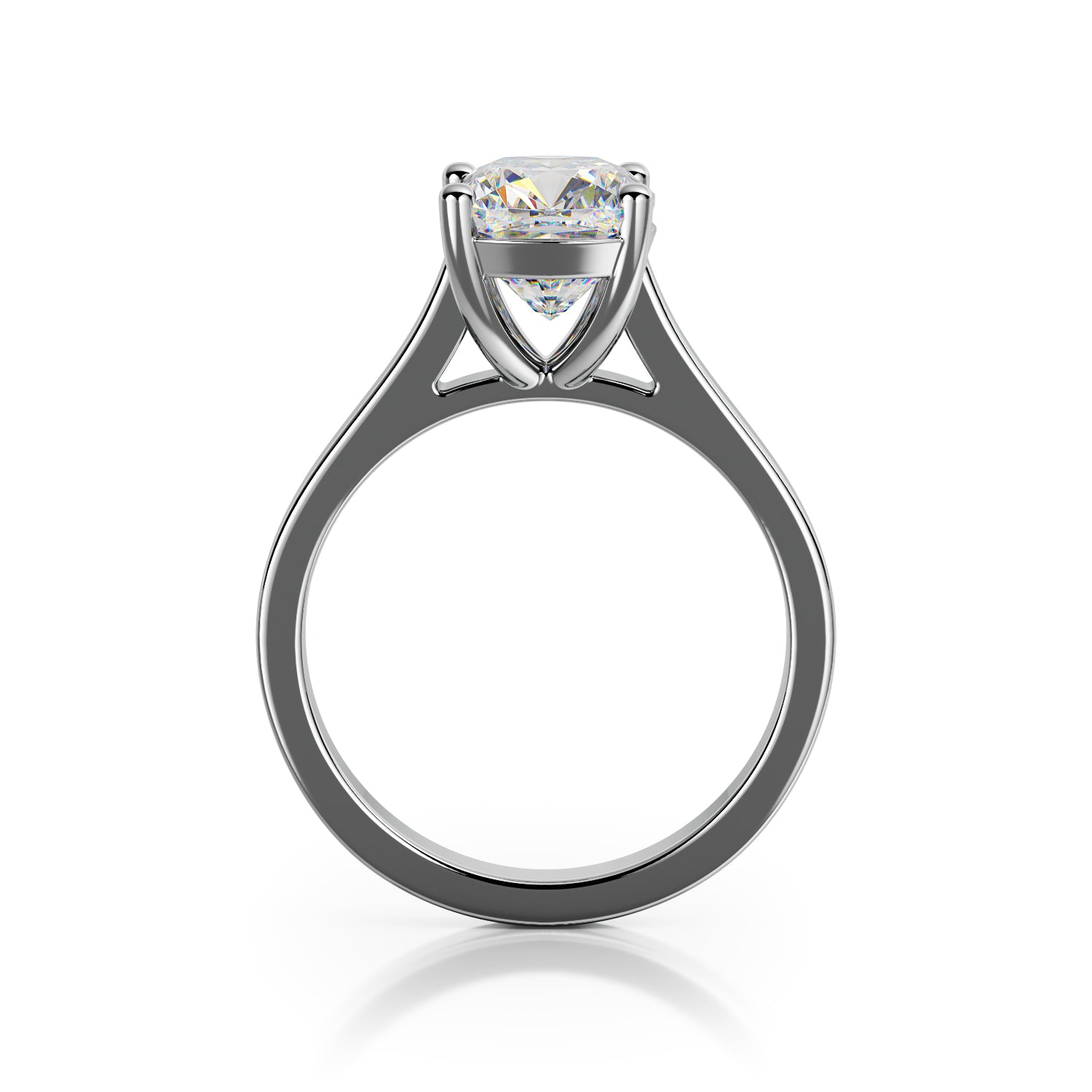 Solitaire 4 Prongs Natural Cushion Cut Diamond Engagement Ring