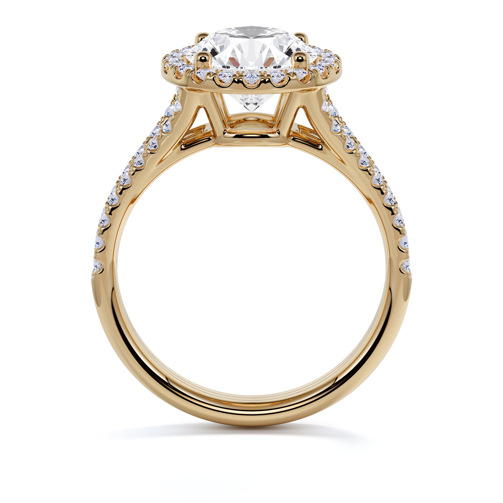 Split Shank Round Halo Natural Round  Diamond Engagement Ring