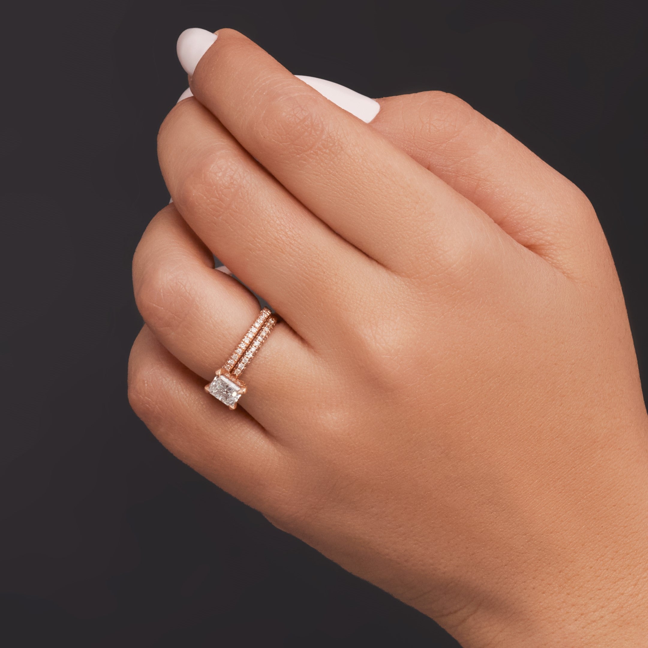 Accent Diamonds Natural Radiant  Diamond Engagement Ring