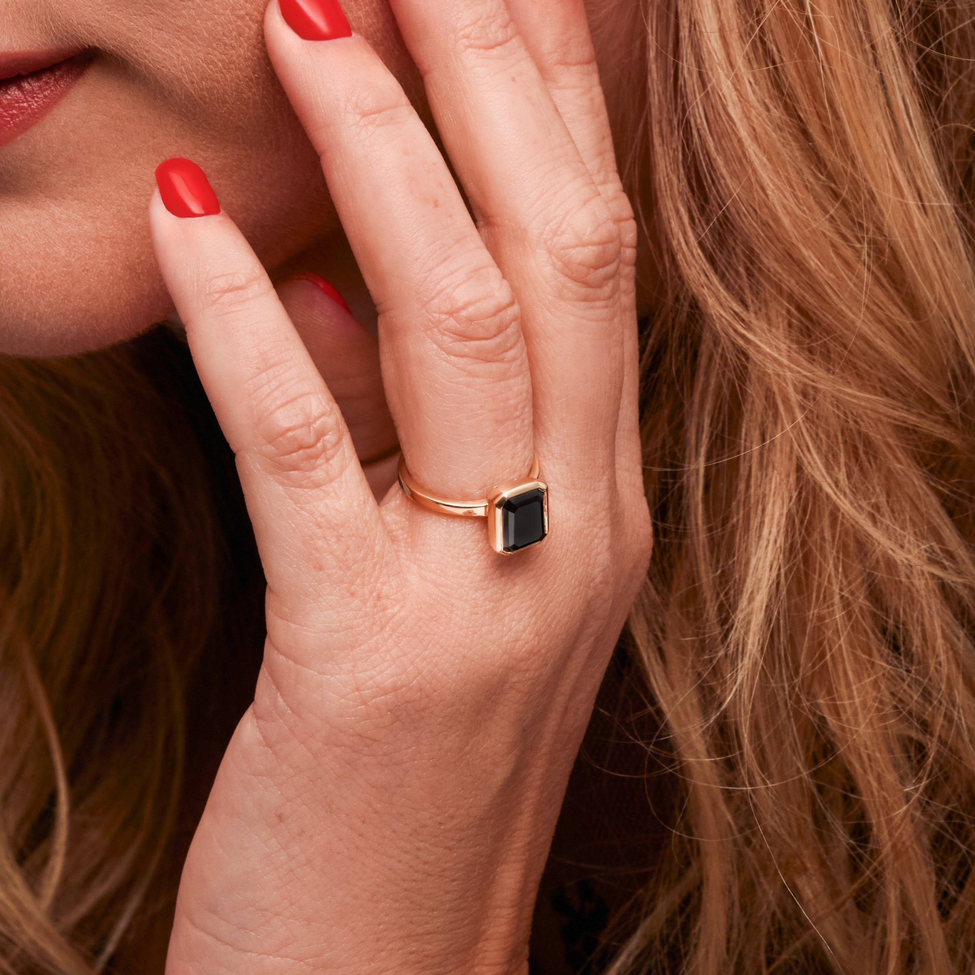 Bezel Natural Black Diamond Emerald Cut