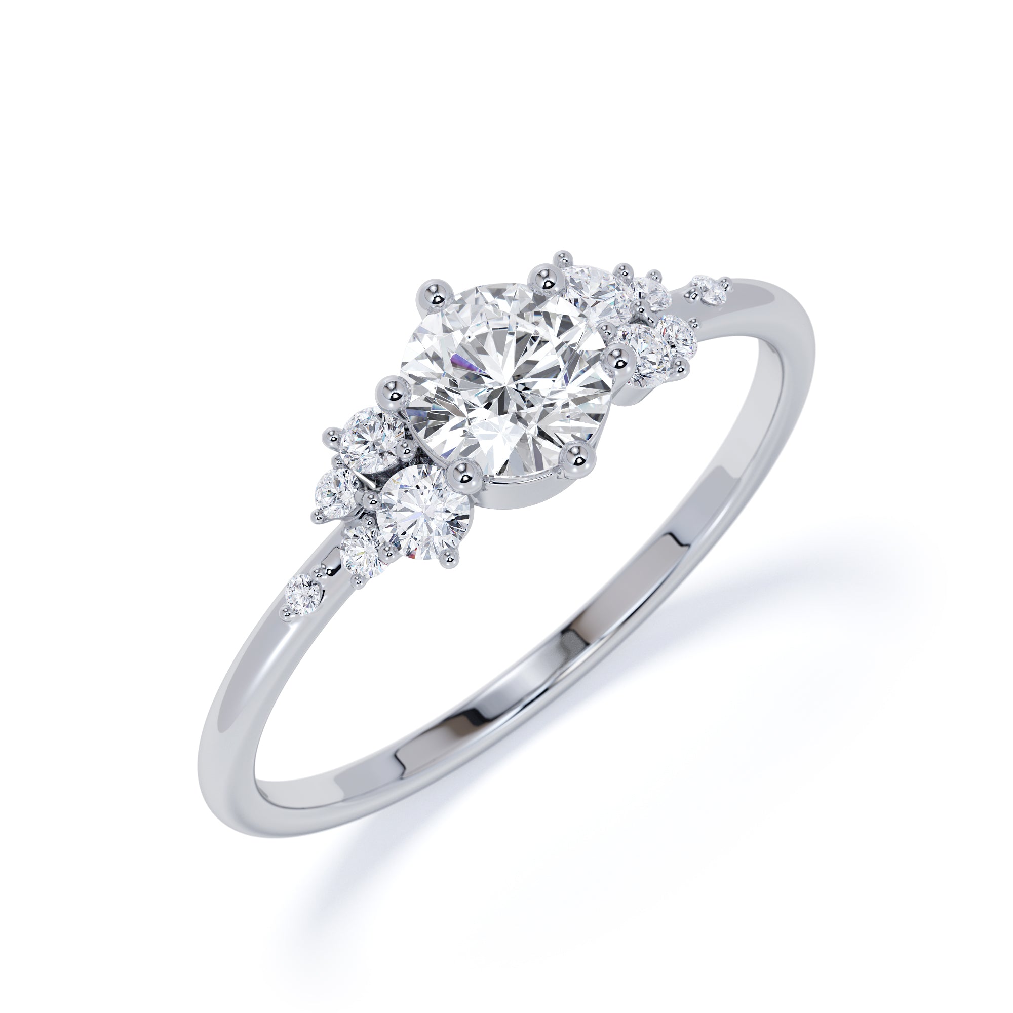 Delicate Natural Round Cut Diamond Engagement Ring