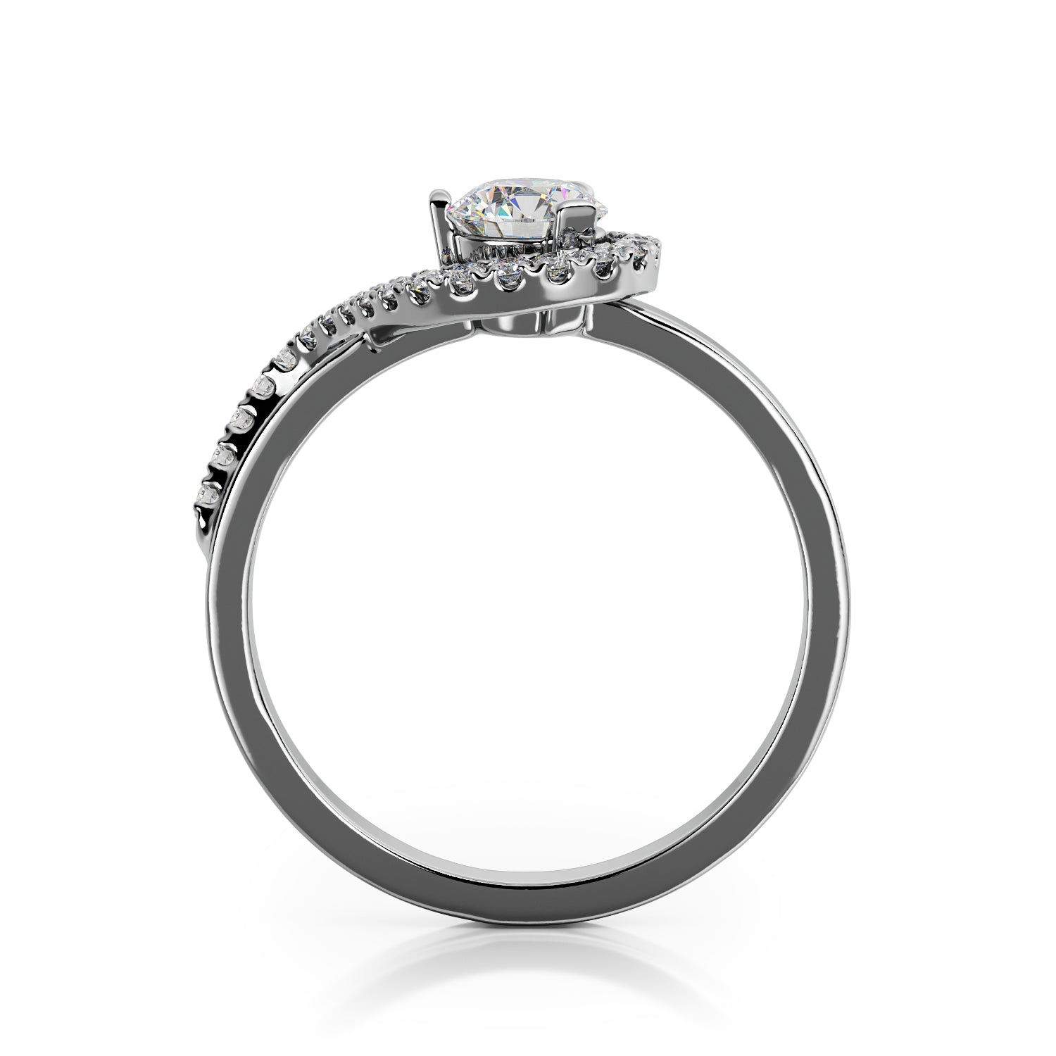 Wavey Natural Round  Diamond Engagement Ring in Yellow Gold