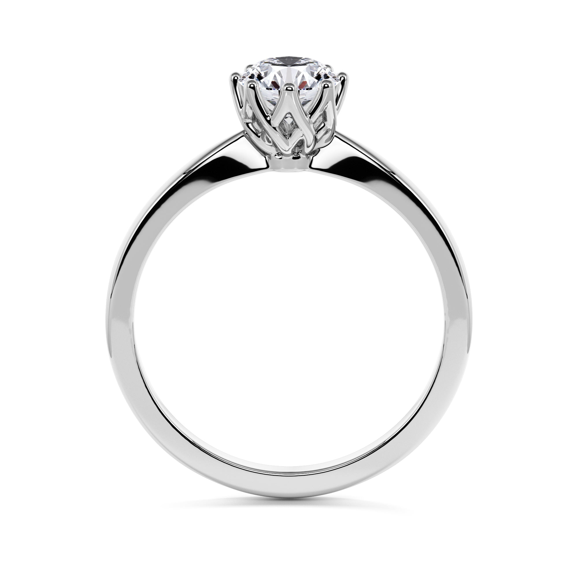 Solitaire Flower Natural Round  Diamond Engagement Ring