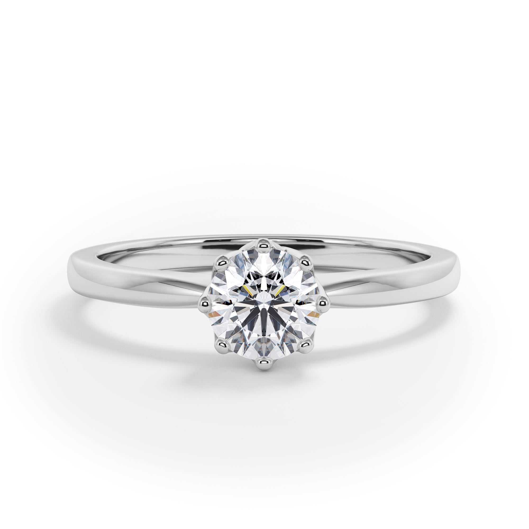 Solitaire Flower Natural Round  Diamond Engagement Ring
