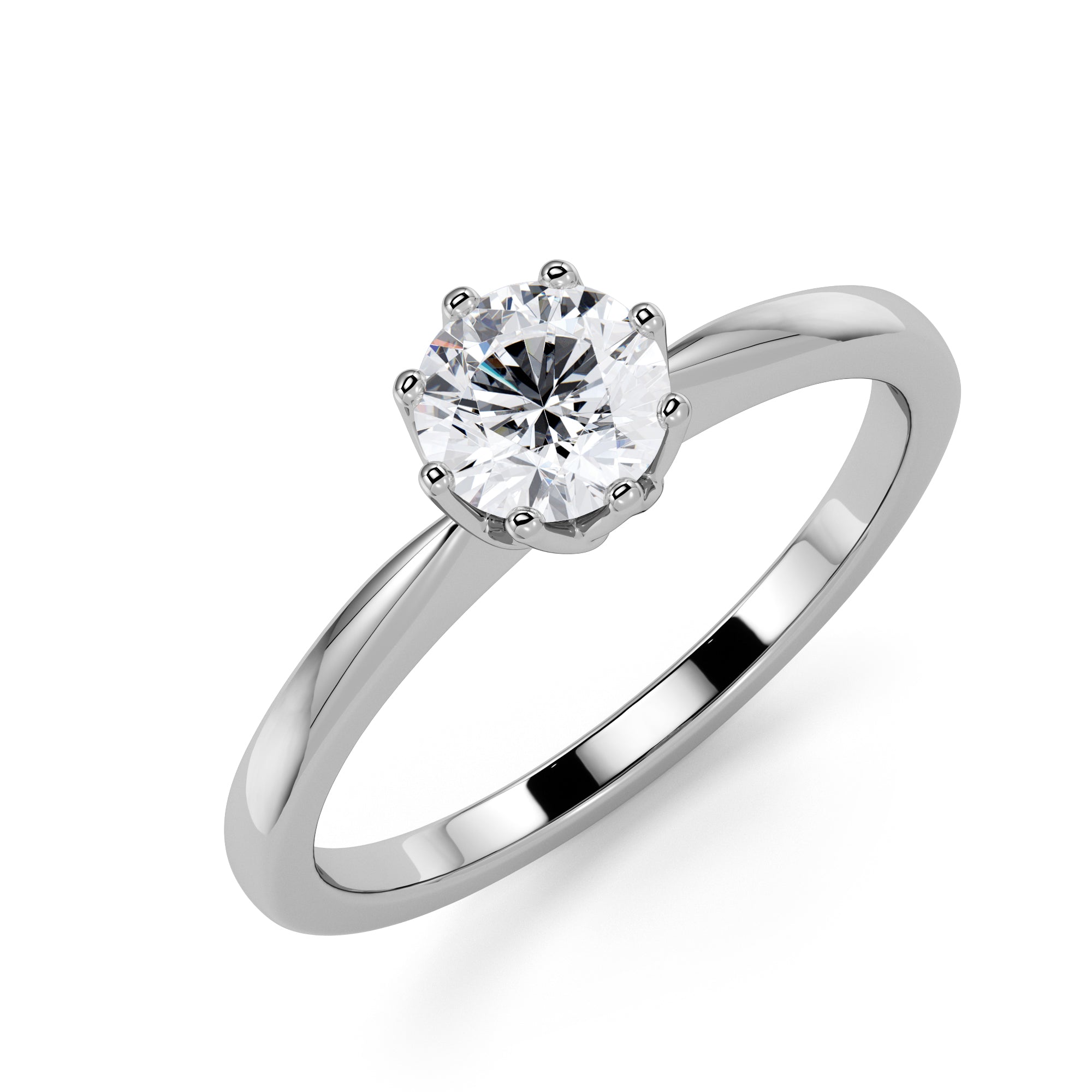 Solitaire Flower Natural Round  Diamond Engagement Ring