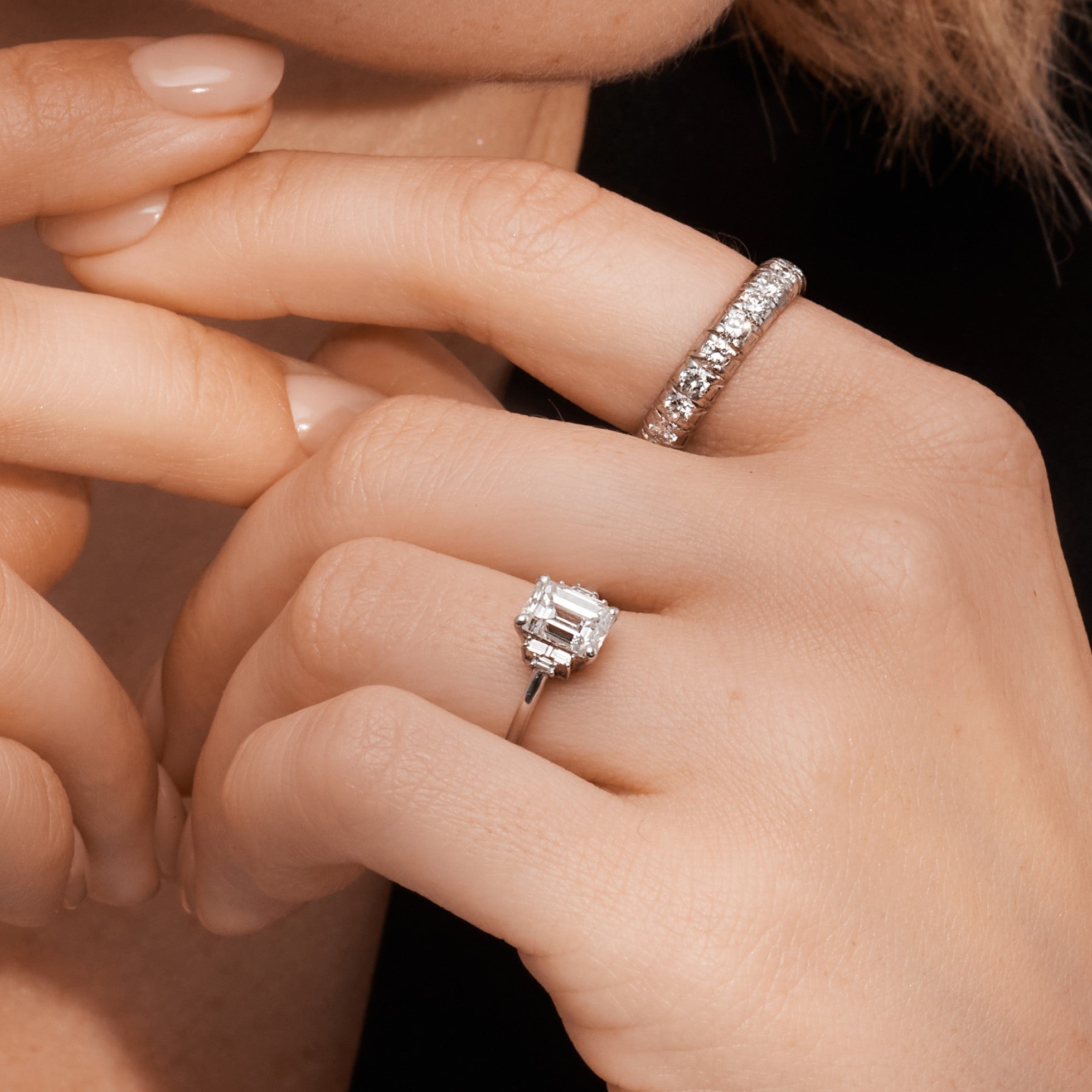 Bright Sky - 4 Prongs Natural Emerald  Diamond Engagement Ring