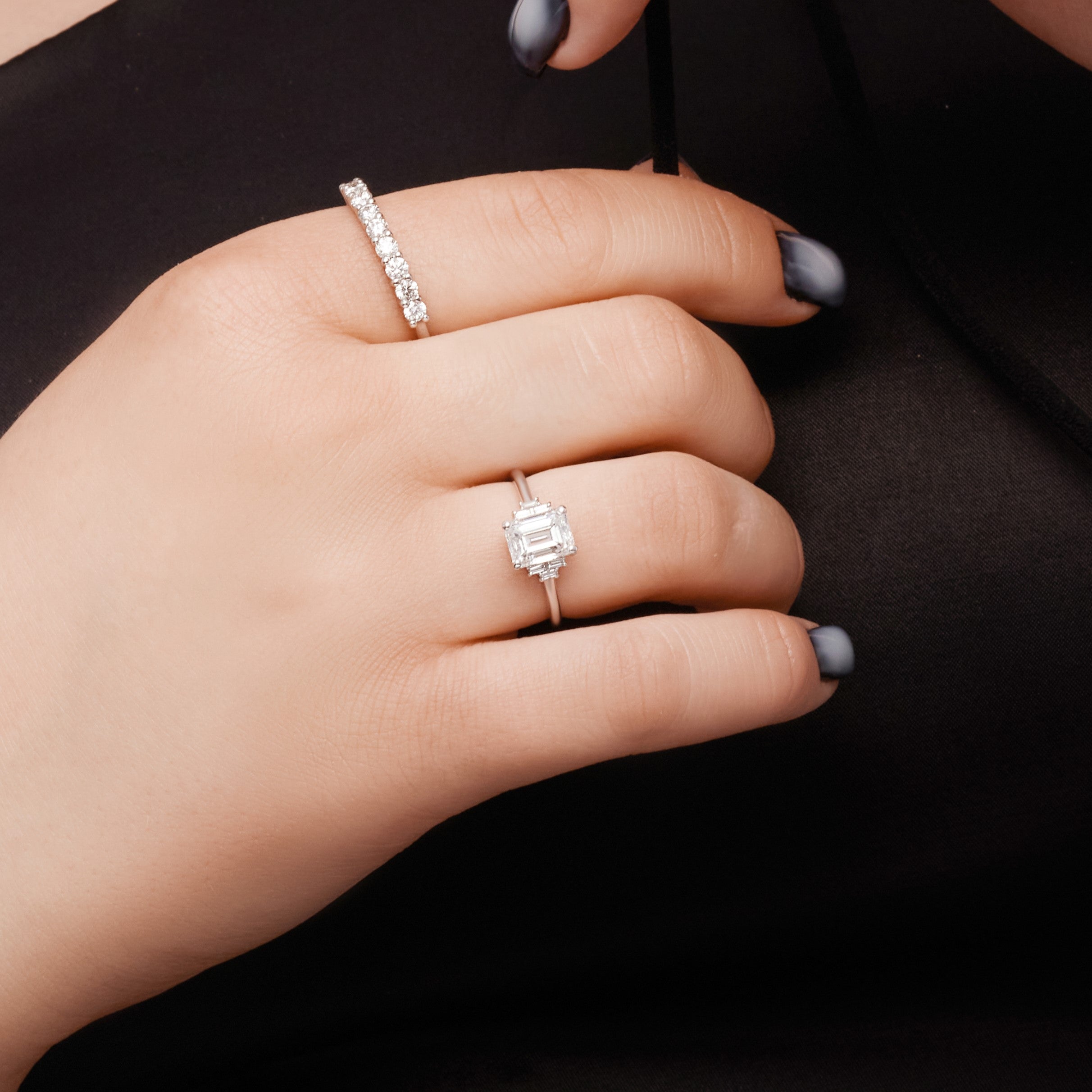 Half Eternity Natural Round cut Diamond Wedding Band