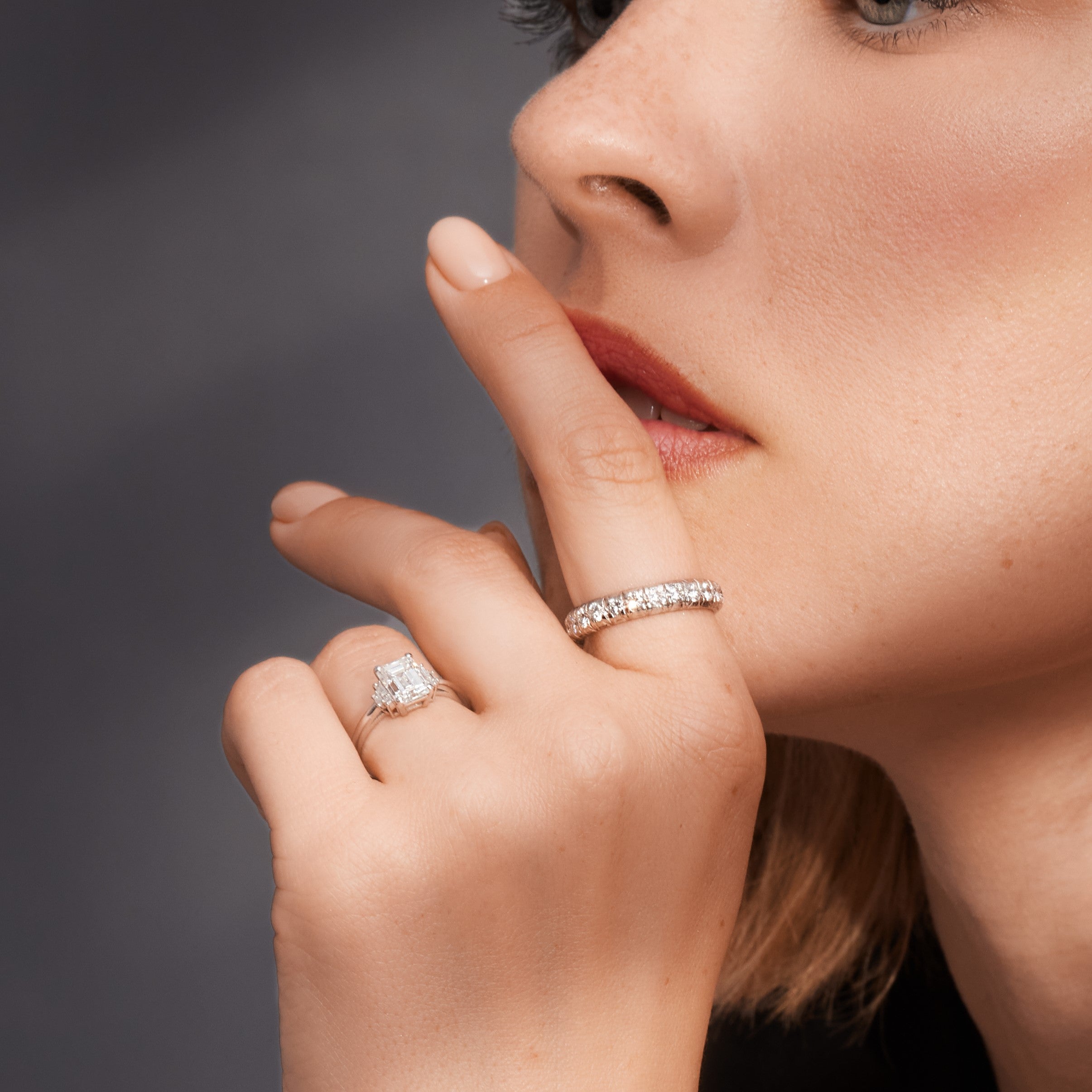 Bright Sky - 4 Prongs Natural Emerald  Diamond Engagement Ring