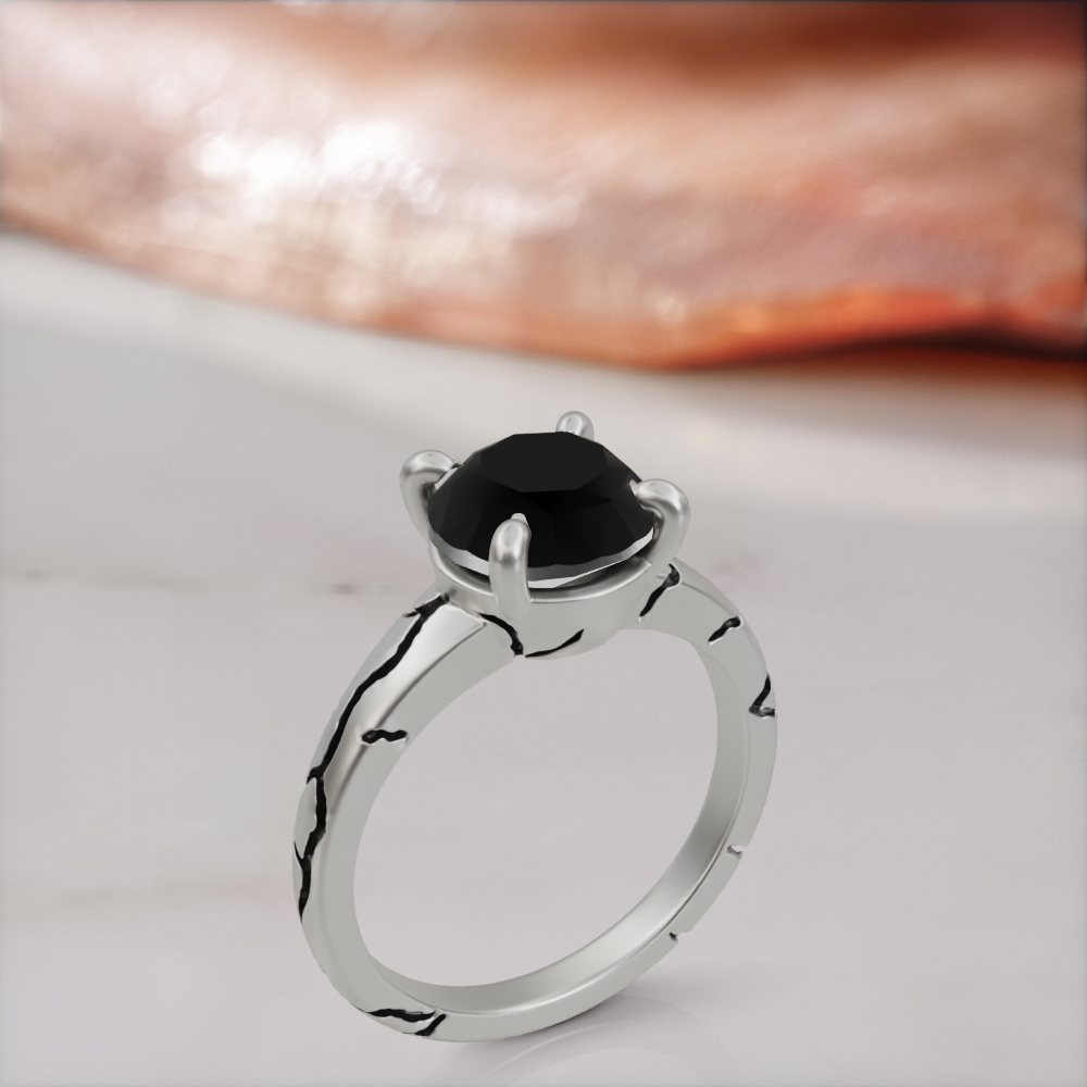 Kintsugi engagement ring in white gold, three-quarter view