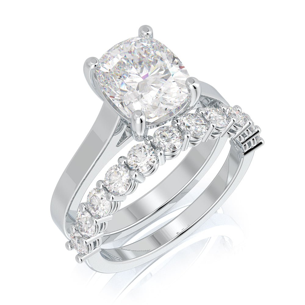 Natural Cushion Cut Diamond Solitaire Engagement Ring