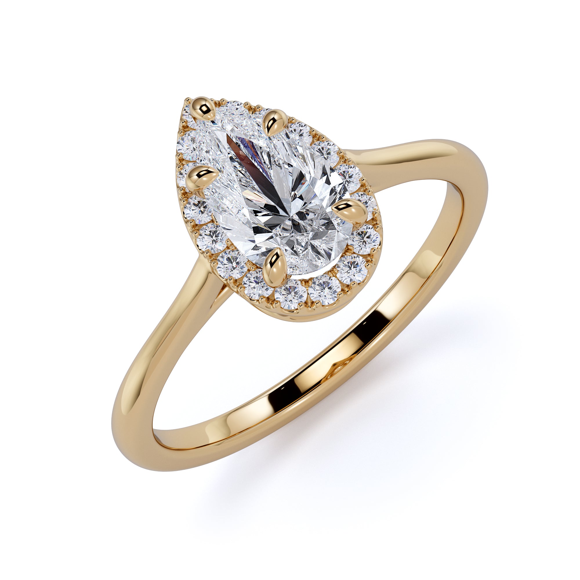 Rounded Band Natural Pear Cut Diamond Engagement Ring in Rose Gold