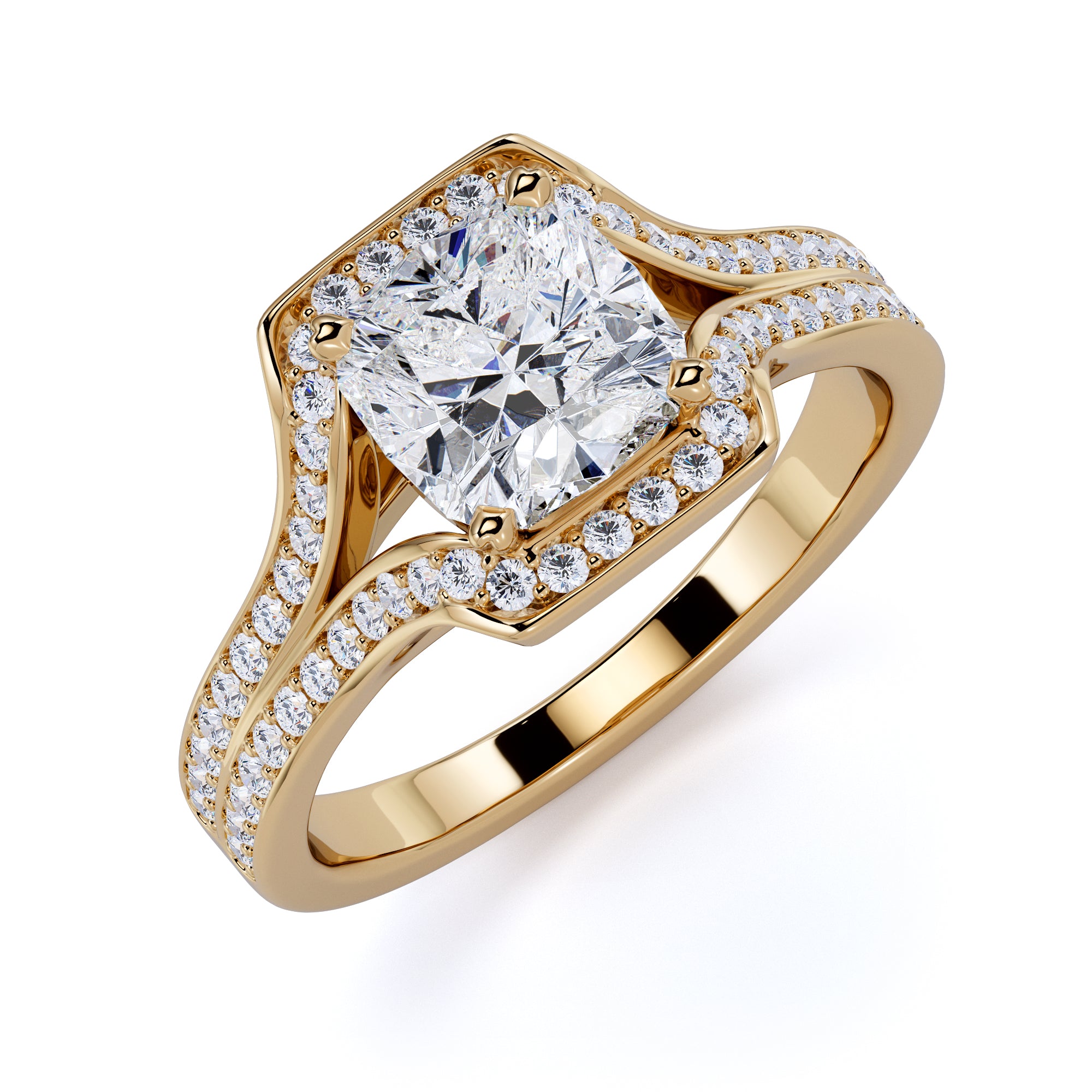 Vintage Channel Natural Cushion Cut Diamond Engagement Ring