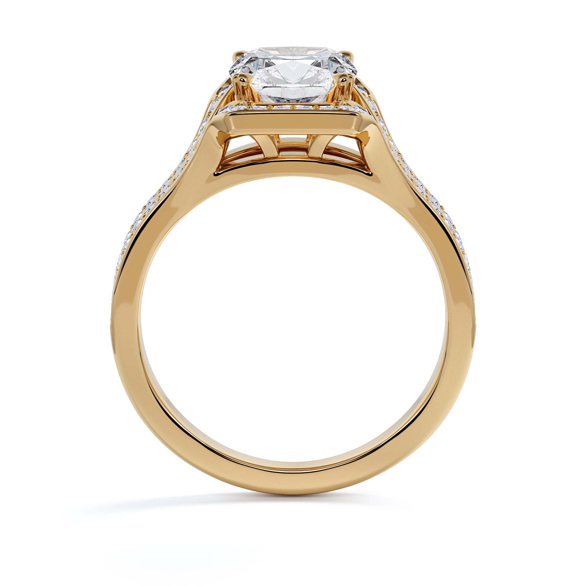 Vintage Channel Natural Cushion Cut Diamond Engagement Ring