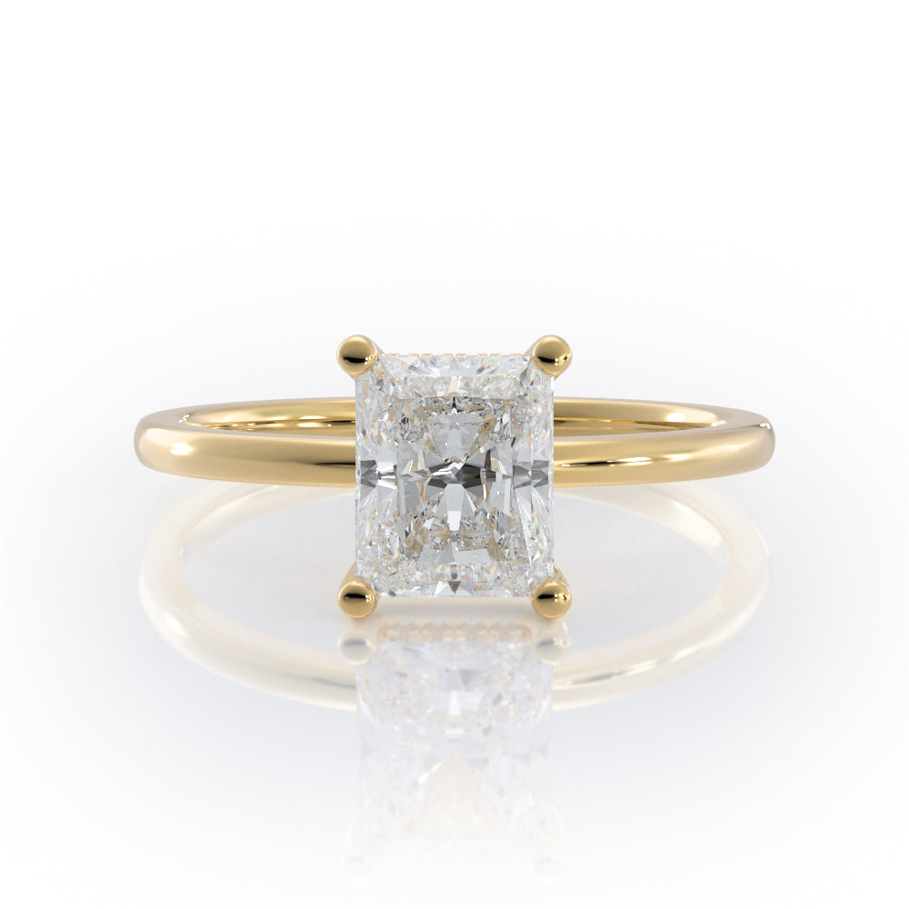 Hidden Halo Natural Radiant  Diamond Engagement Ring