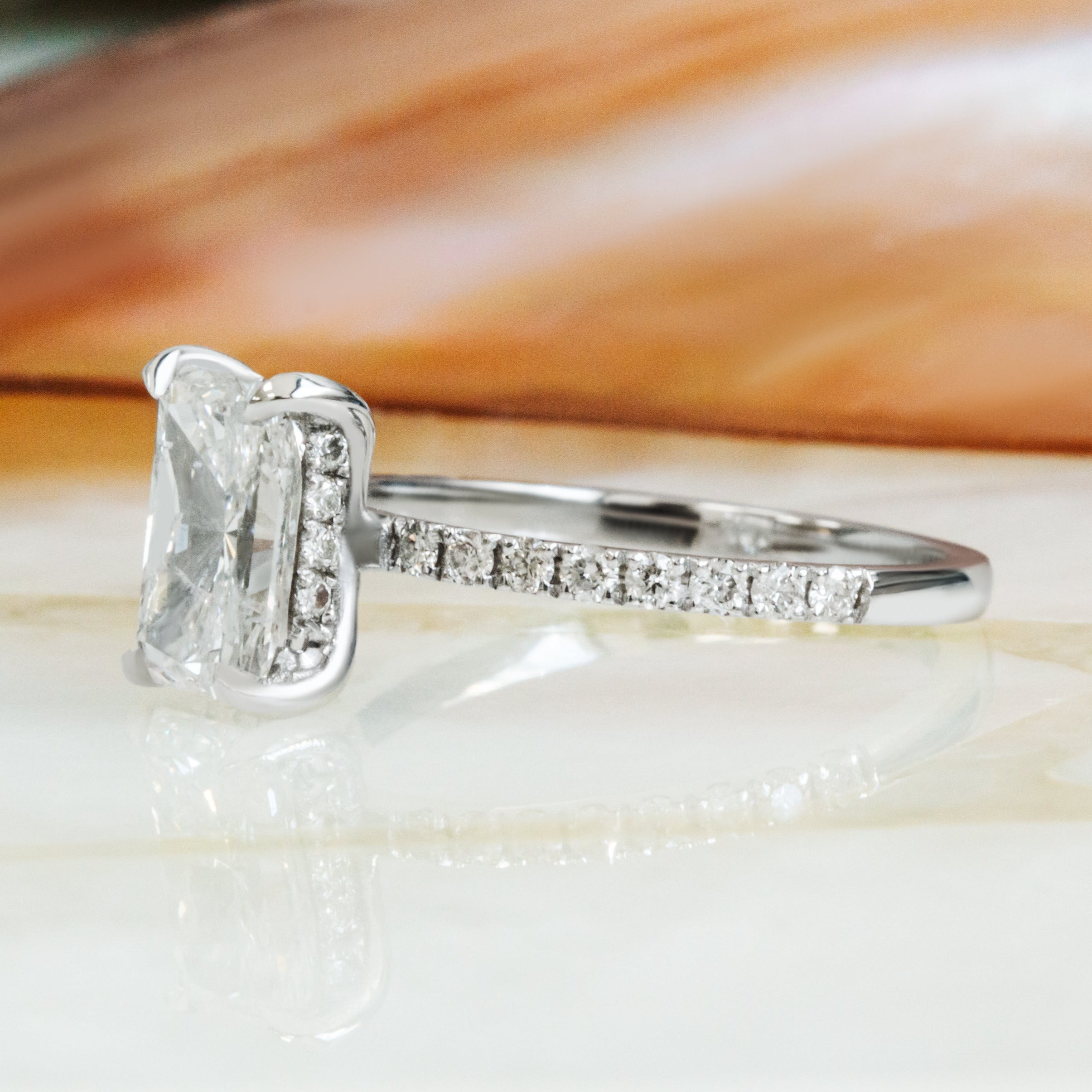 2 Carat Natural Radiant Cut Diamond Hidden Halo Engagement Ring