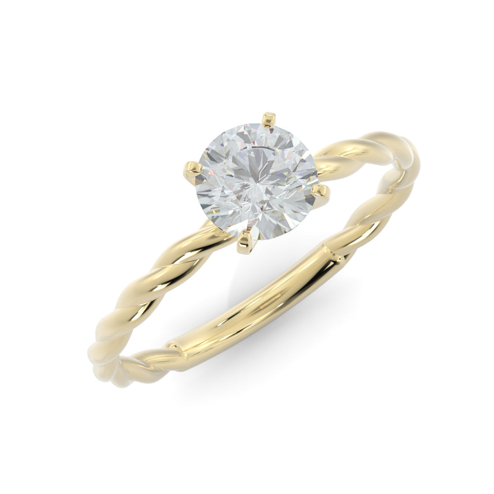 Twisted Shank Natural Round Cut Diamond Engagement Ring