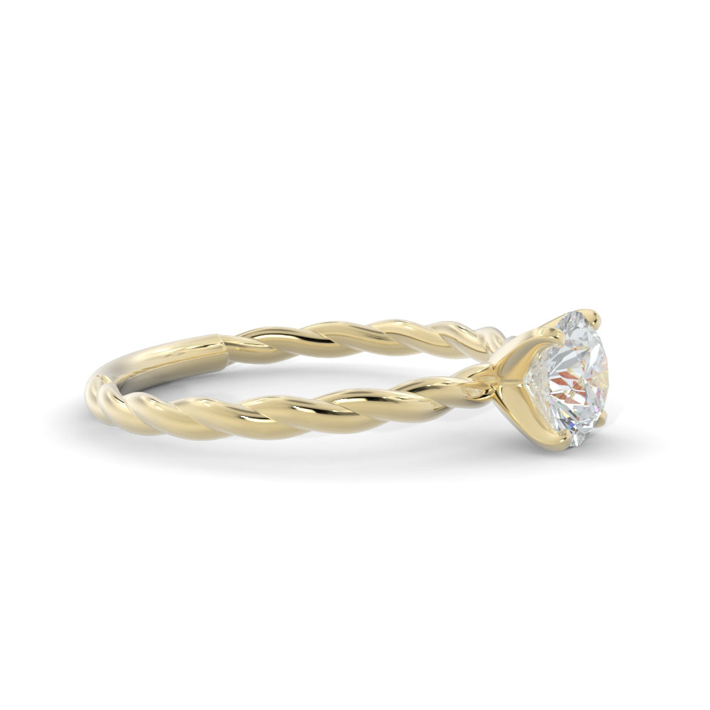 Twisted Shank Natural Round Cut Diamond Engagement Ring