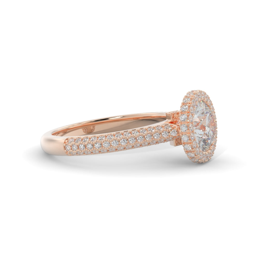 Firelight - 3-row band Natural Round Cut Diamond Engagement Ring