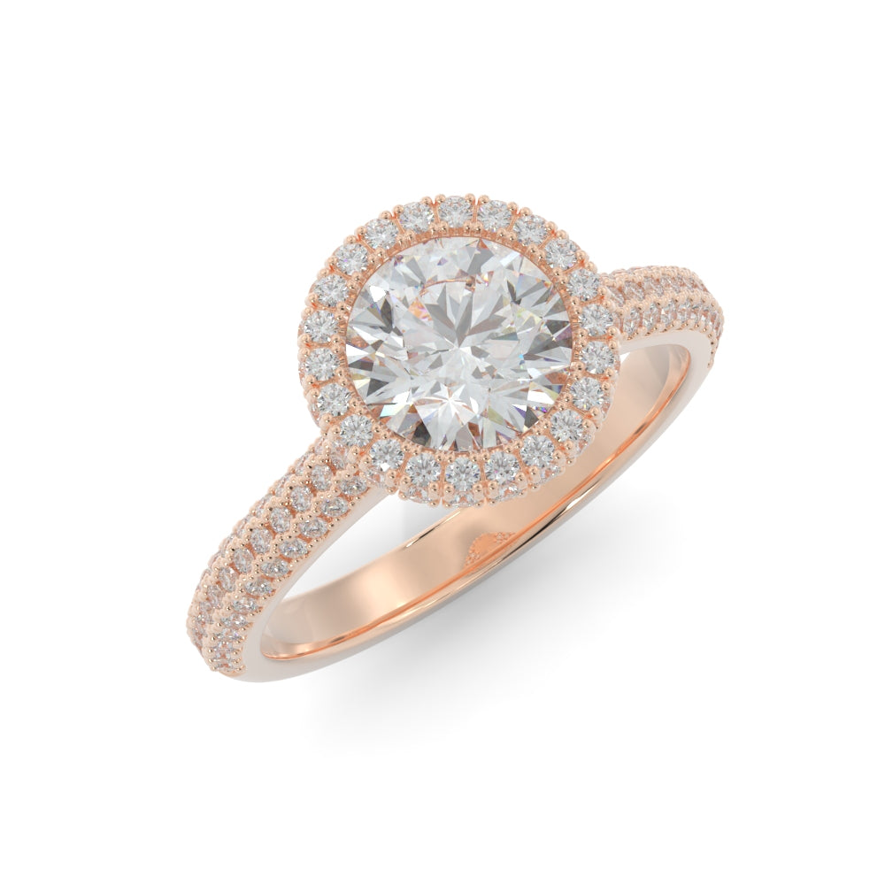 Firelight - 3-row band Natural Round Cut Diamond Engagement Ring