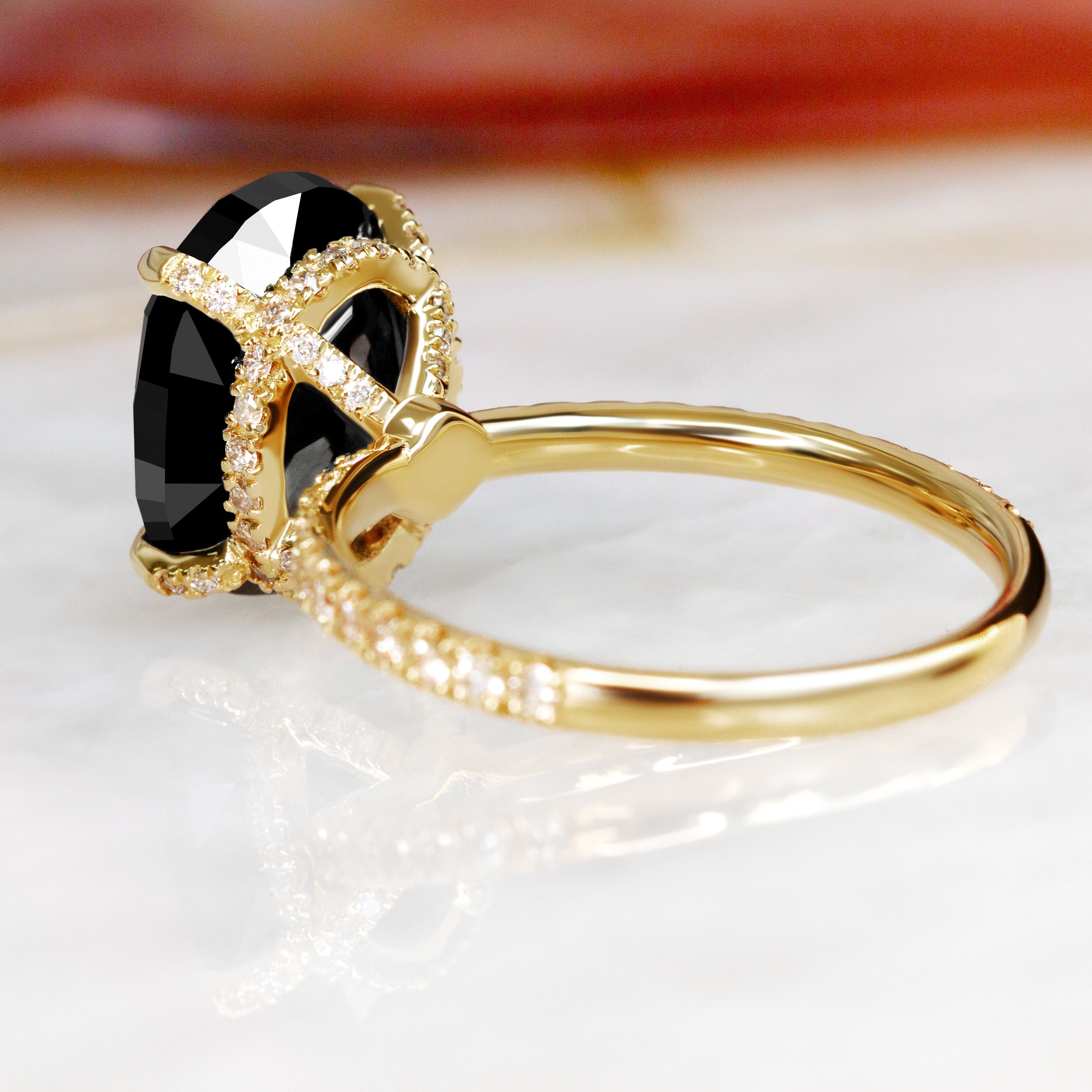 Black & White Natural Diamond Oval Cut Engagement Ring