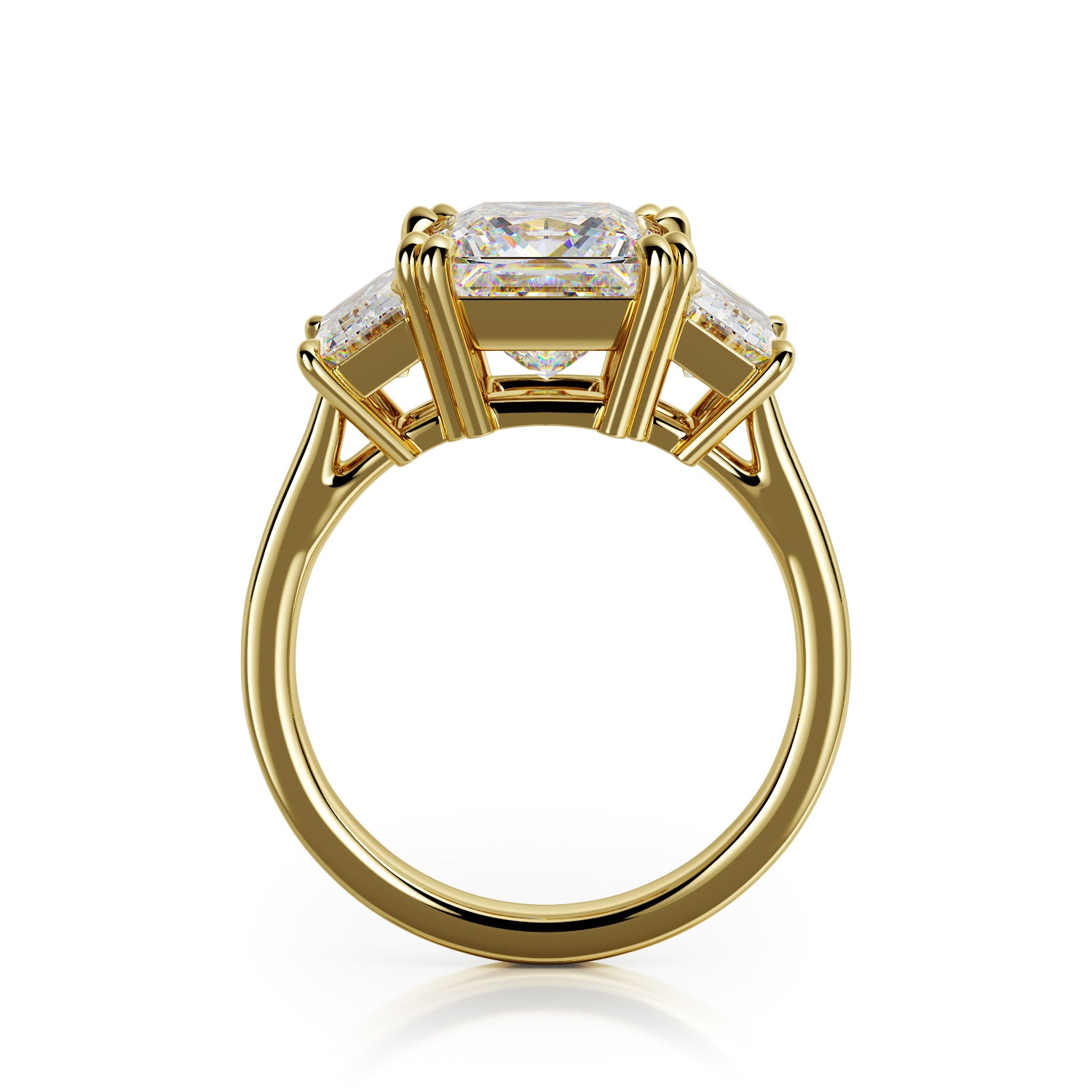 Plain Band Natural Princess Cut Diamond Engagement Ring