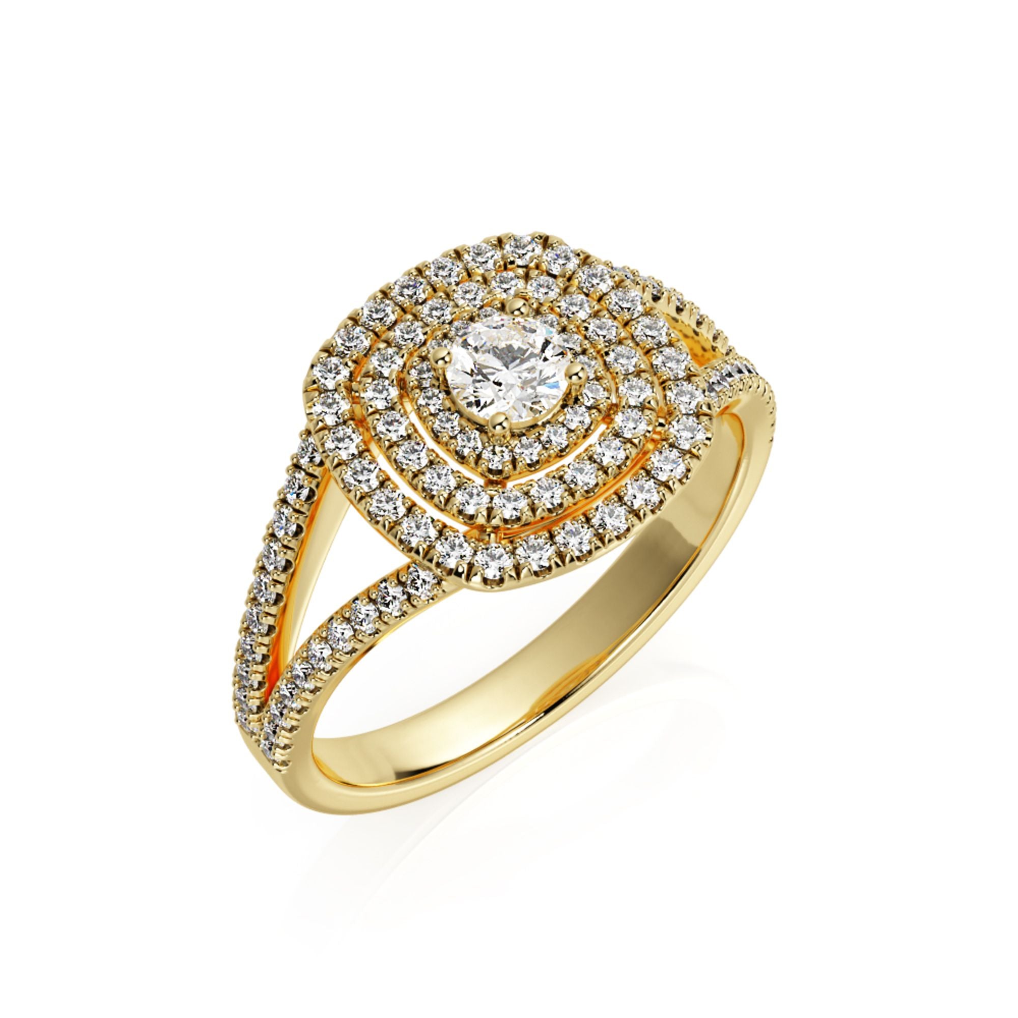 Split Shank Accent Diamonds Natural Round Diamond Engagement Ring