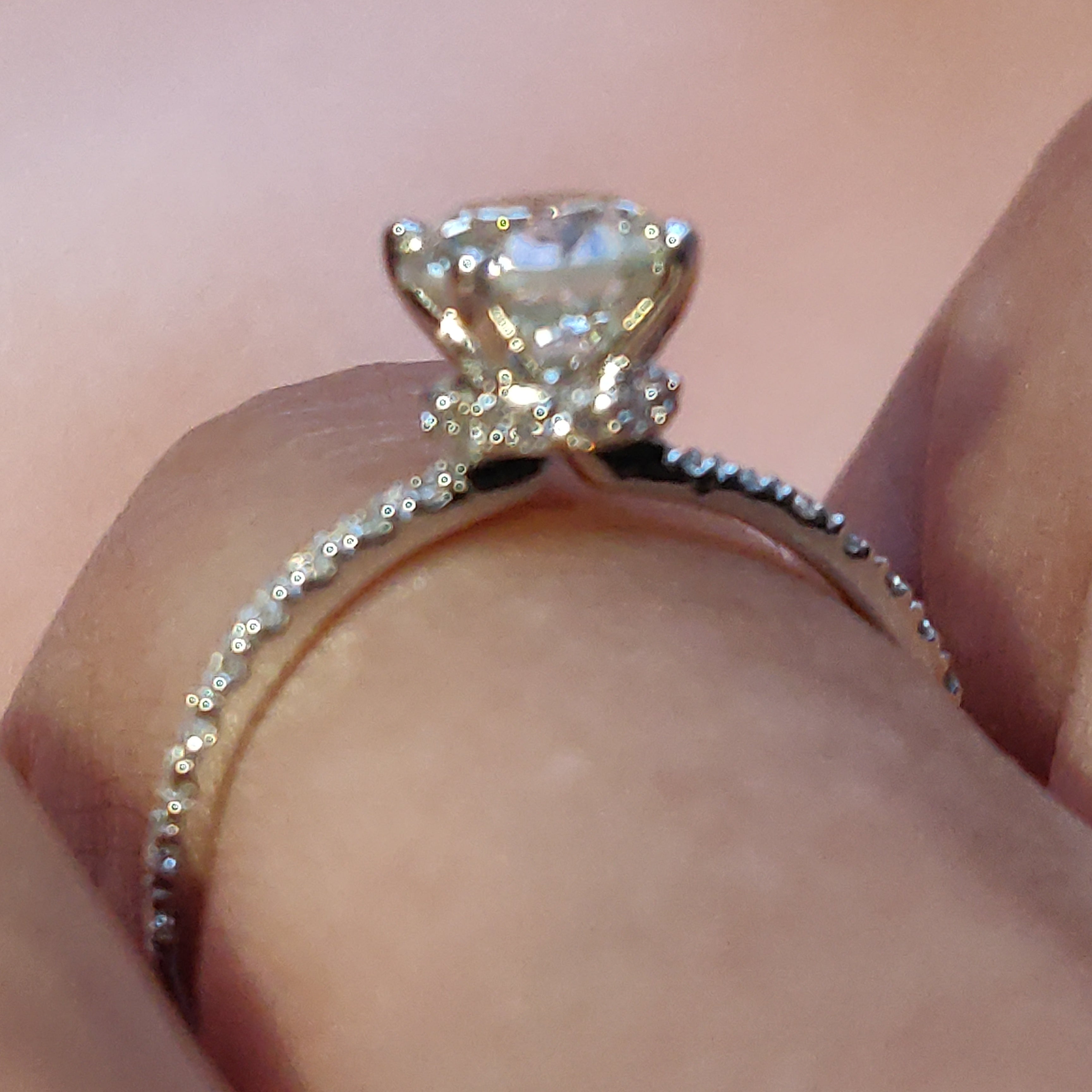 Hidden Halo Natural Round  Diamond Engagement Ring