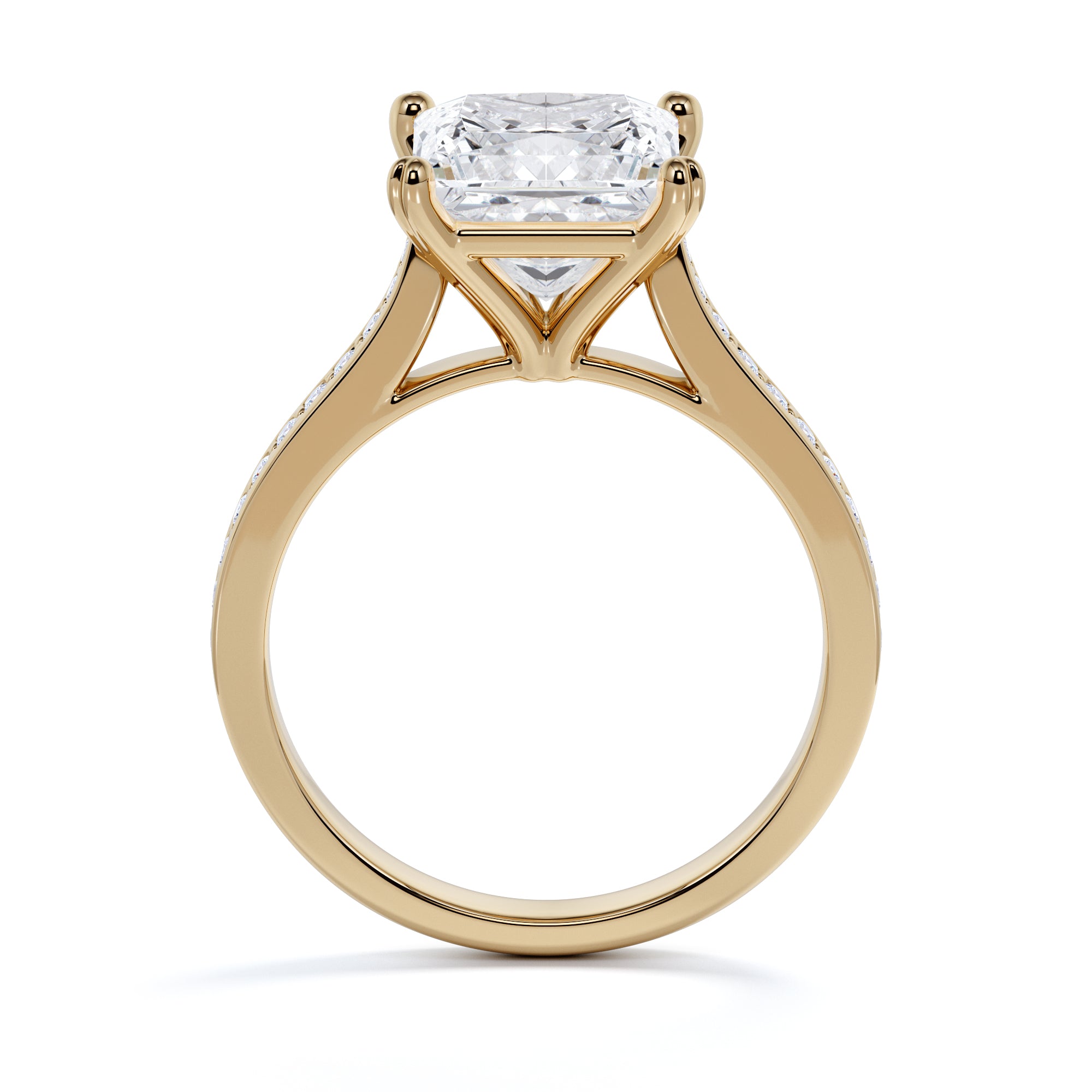 4 prongs Natural Princess  Diamond Engagement Ring