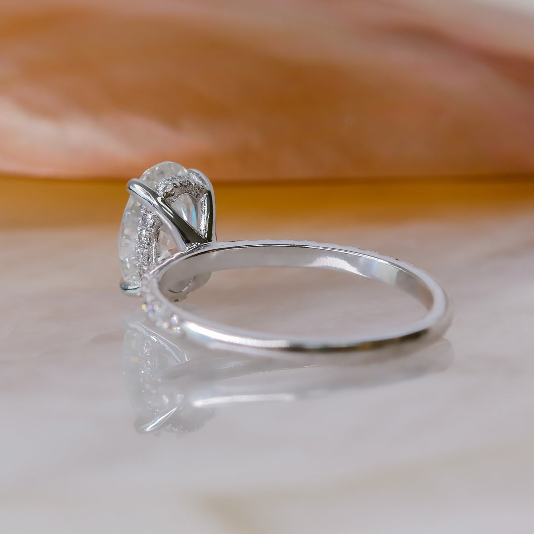 Hidden Halo Natural Oval  Diamond Engagement Ring