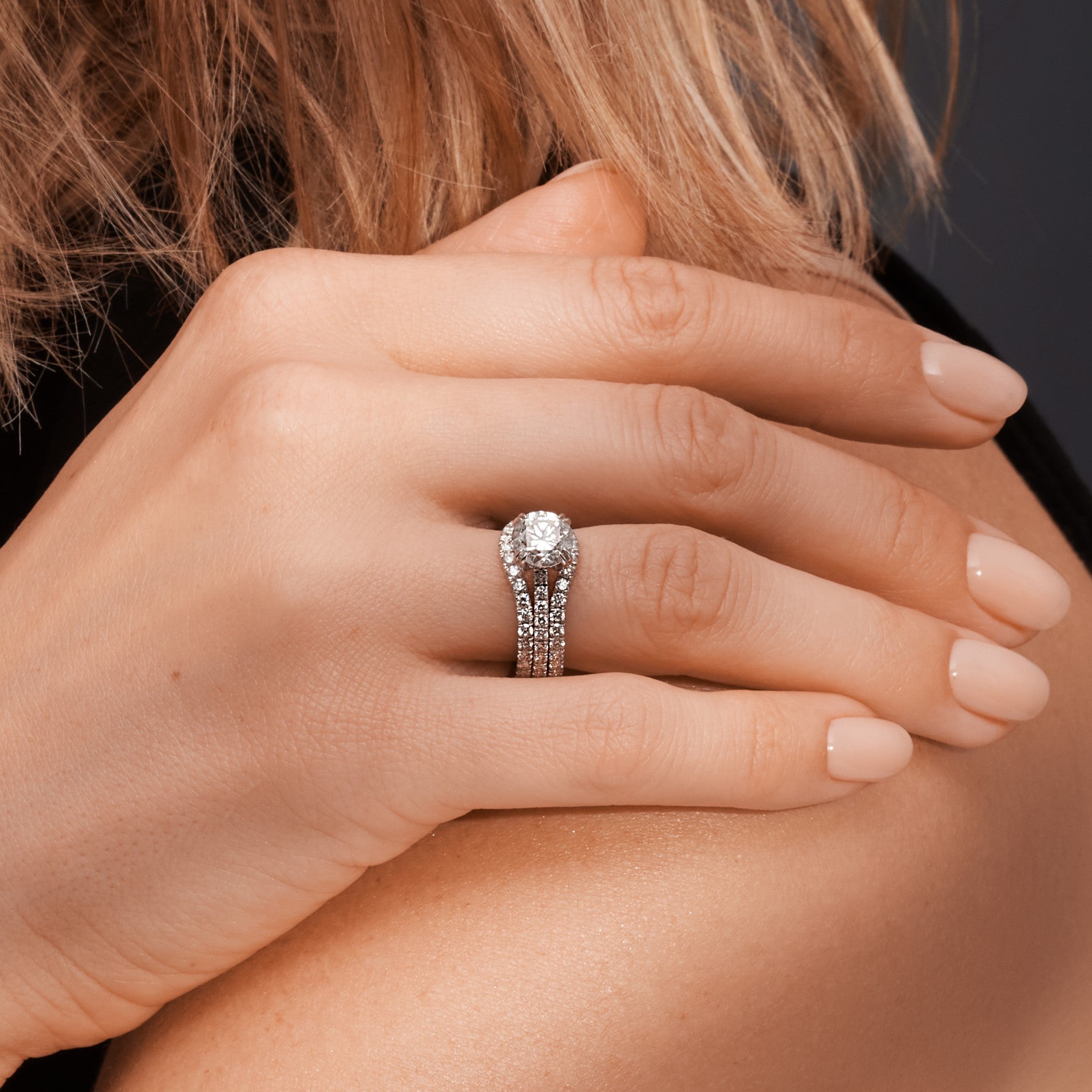 Double Band Natural Round cut Diamond Wedding Band