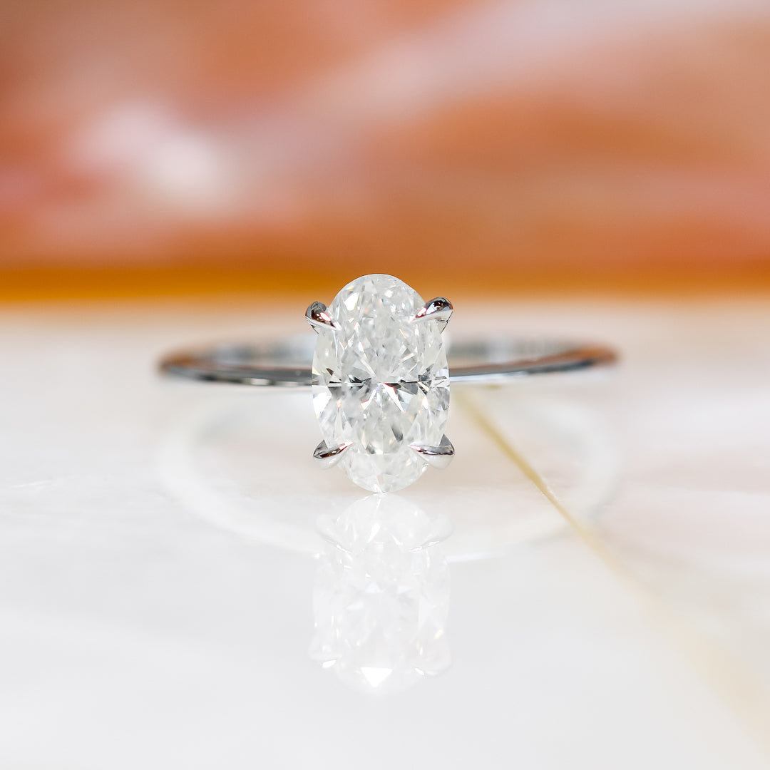 Claw Prongs 1.5 -Carat Natural Oval  Diamond Engagement Ring