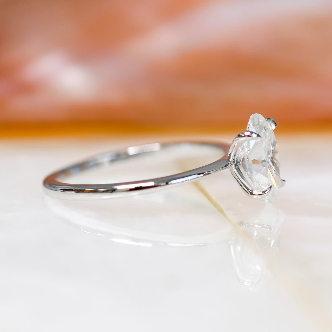 Claw Prongs 1.5 -Carat Natural Oval  Diamond Engagement Ring