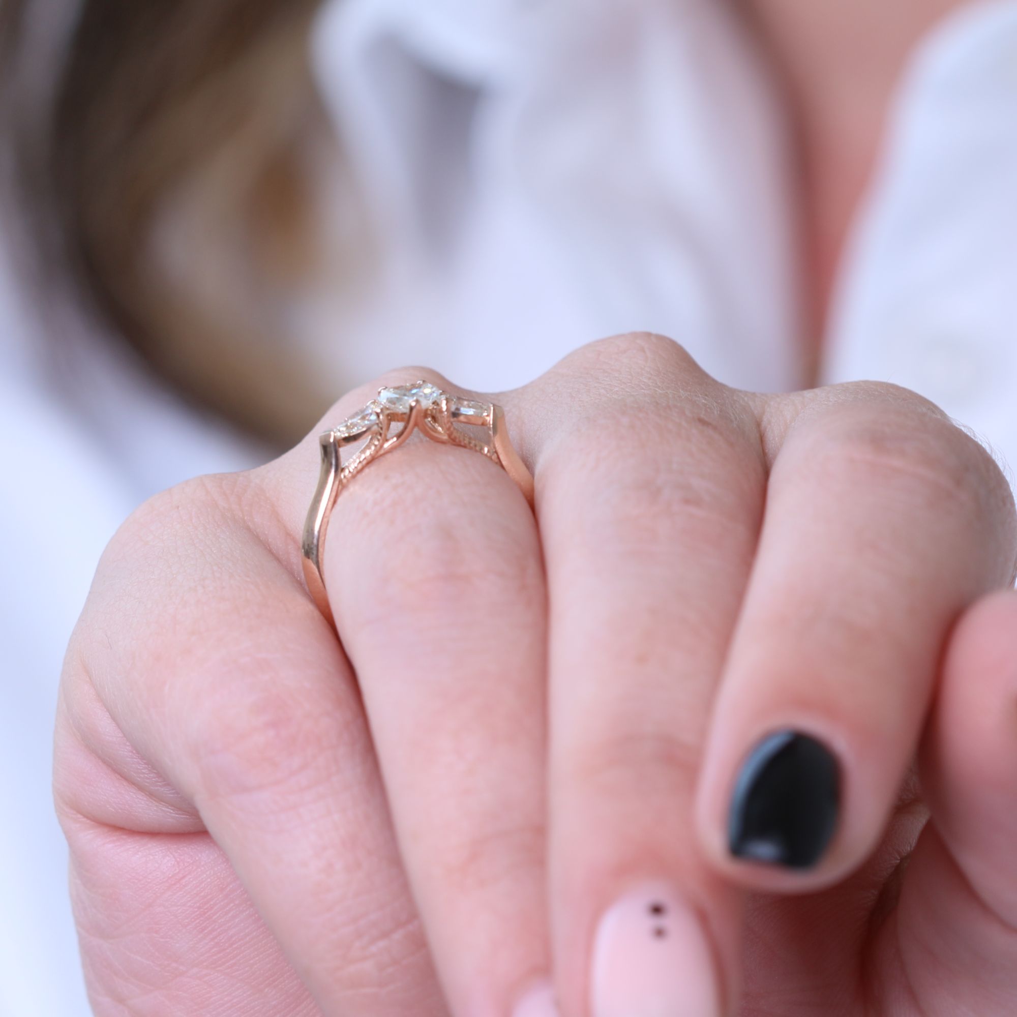 Decorative settings Natural Heart  Diamond Engagement Ring