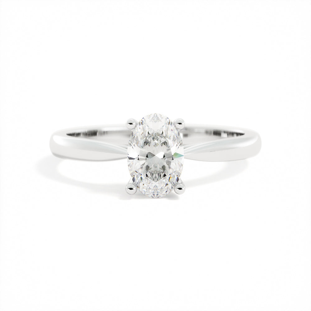 Descending Natural Oval  Diamond Engagement Ring