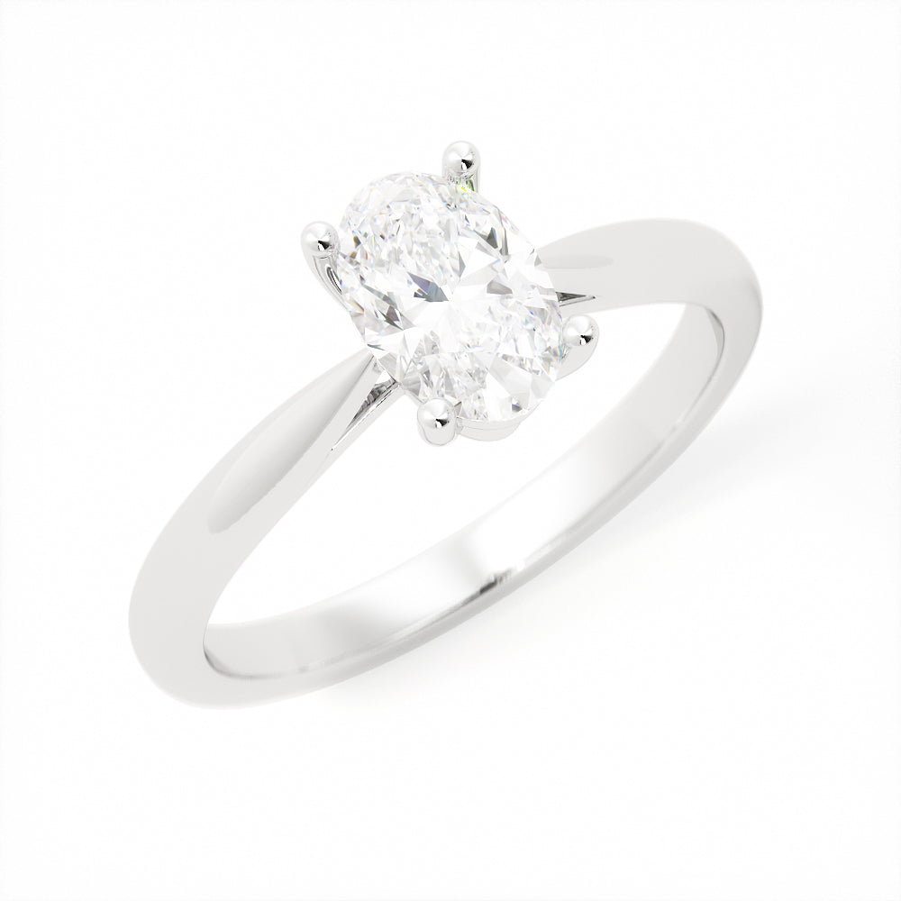 Descending Natural Oval  Diamond Engagement Ring