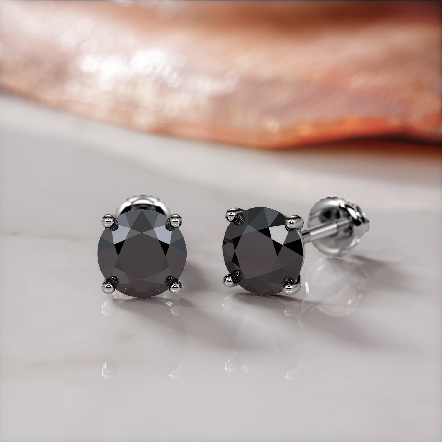 Classic Natural Black Diamonds Martini Stud Earrings