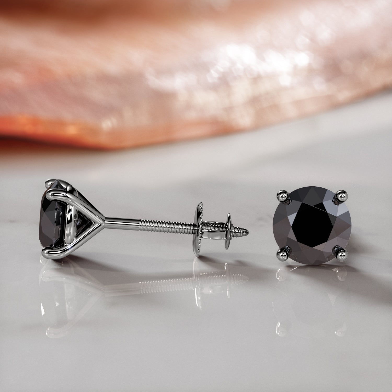 Classic Natural Black Diamonds Martini Stud Earrings