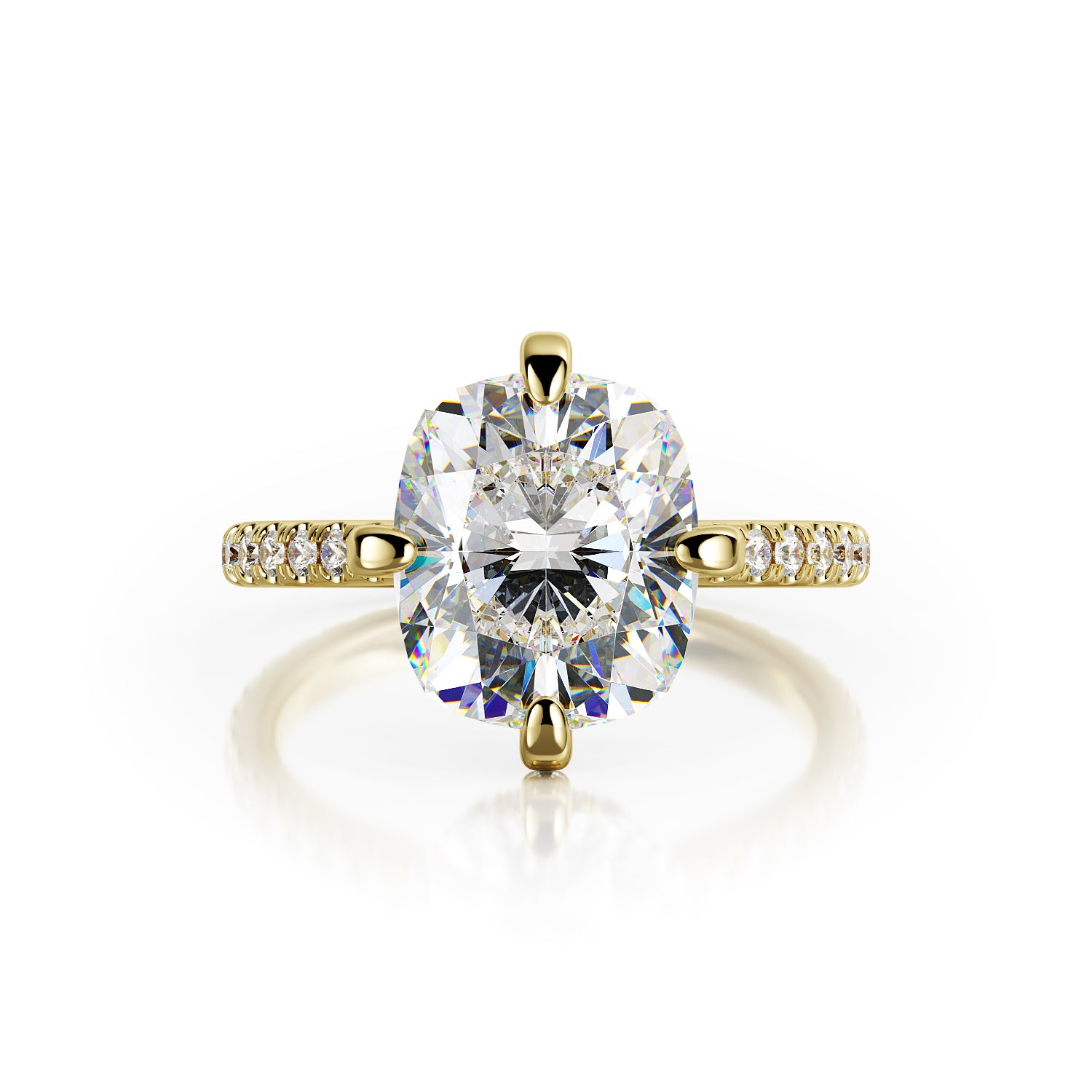 Hidden Halo Natural Cushion Cut Diamond Engagement Ring
