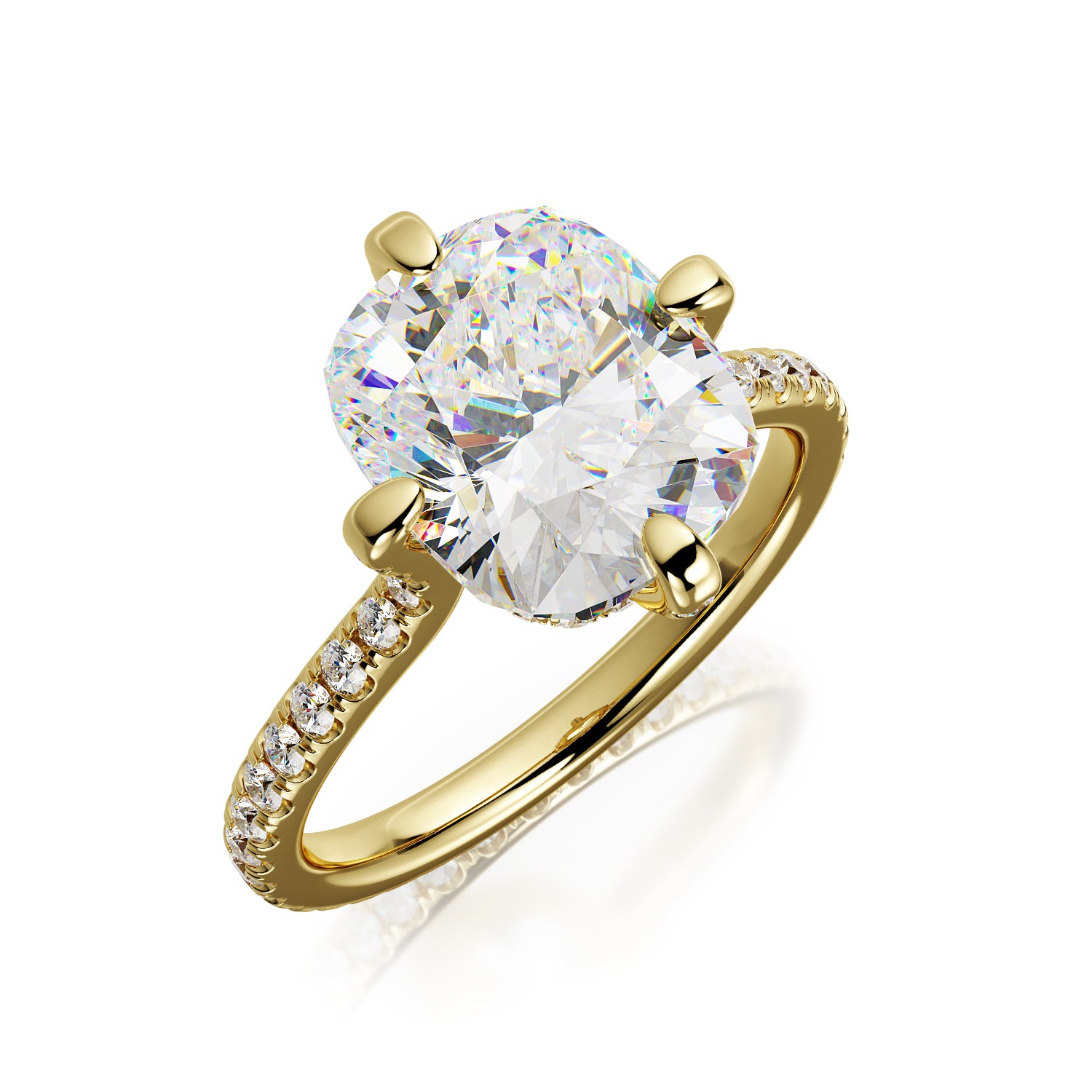 Hidden Halo Natural Cushion Cut Diamond Engagement Ring