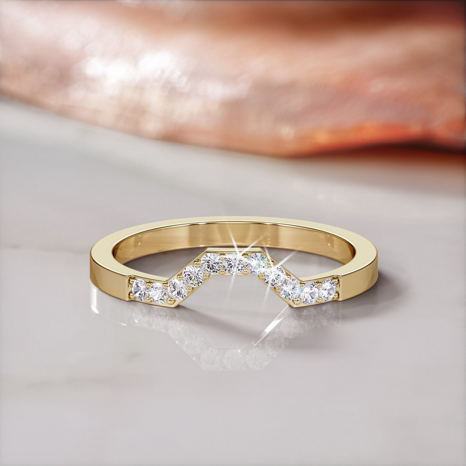 Geometric Natural Round cut Diamond Wedding Band