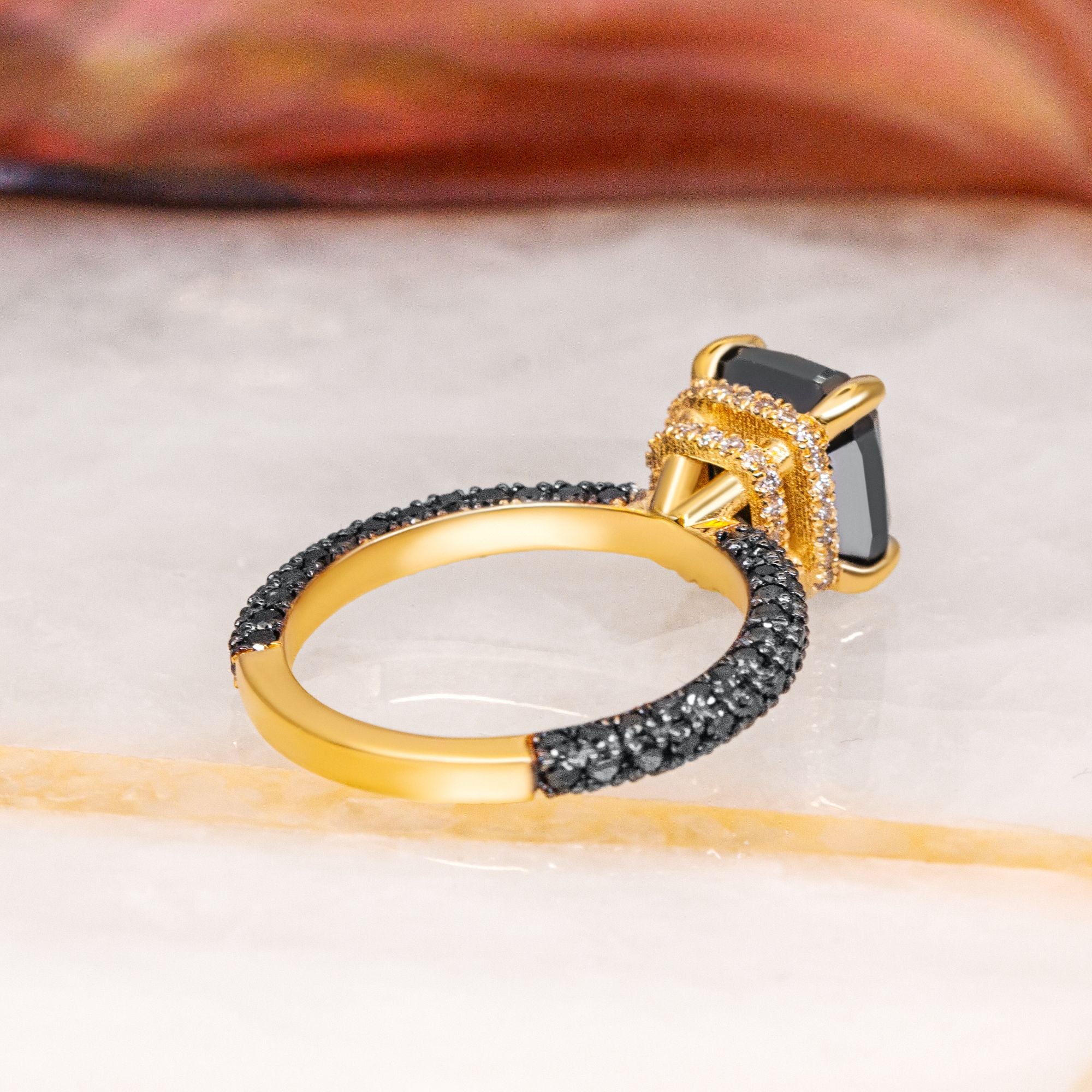 6.44 Carats Three-Sided Natural Black Diamond Cushion