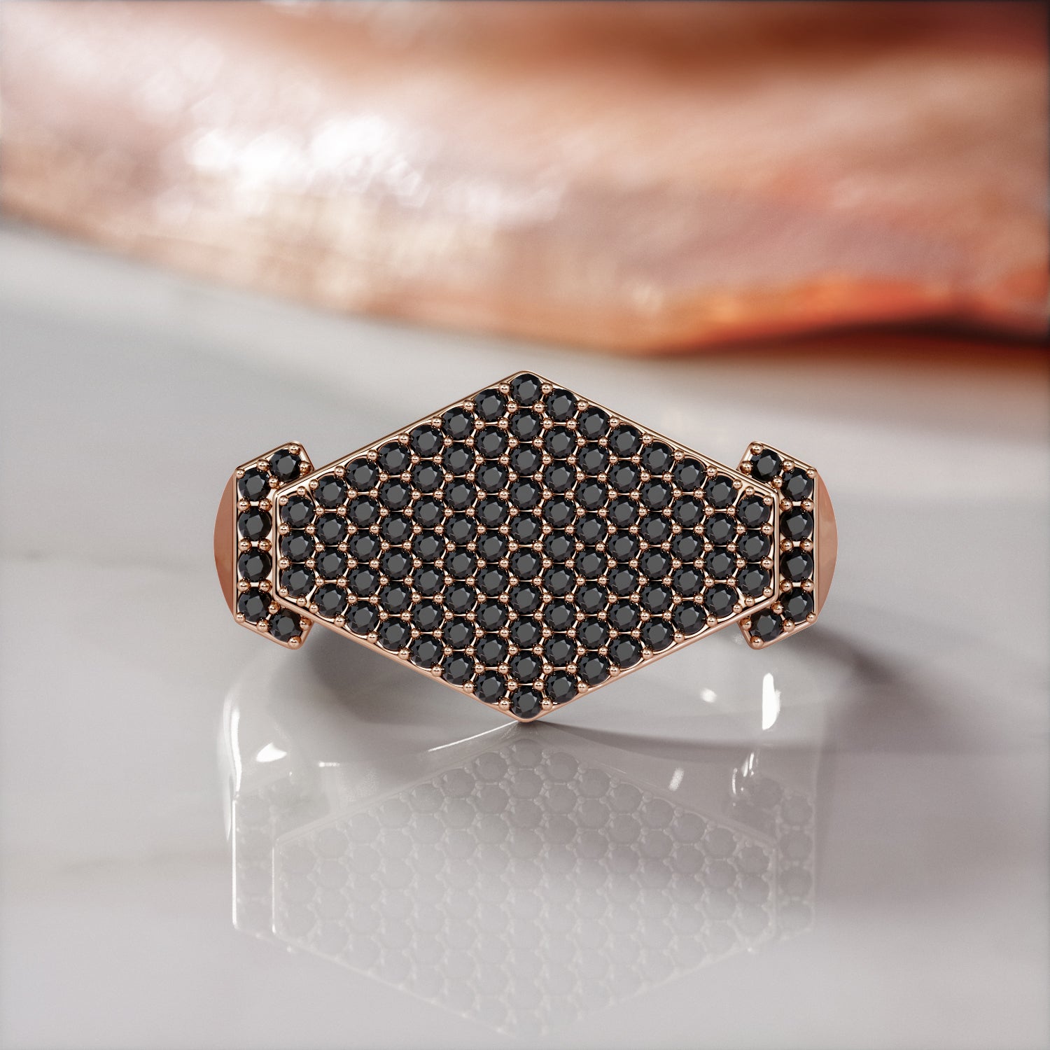 Chuncky Pav'e Natural Black Diamond Wedding RIng
