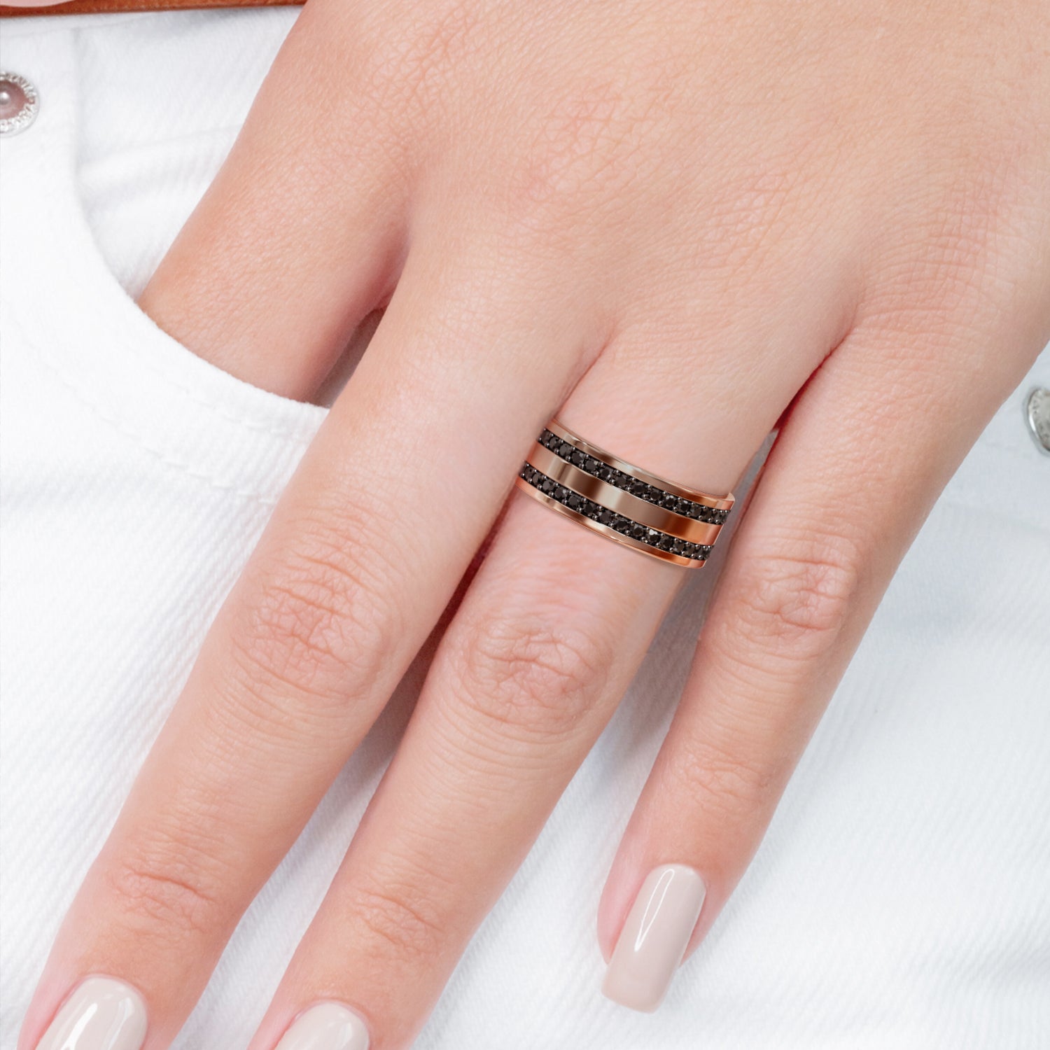 Natural Black Diamond Wedding Ring For Him