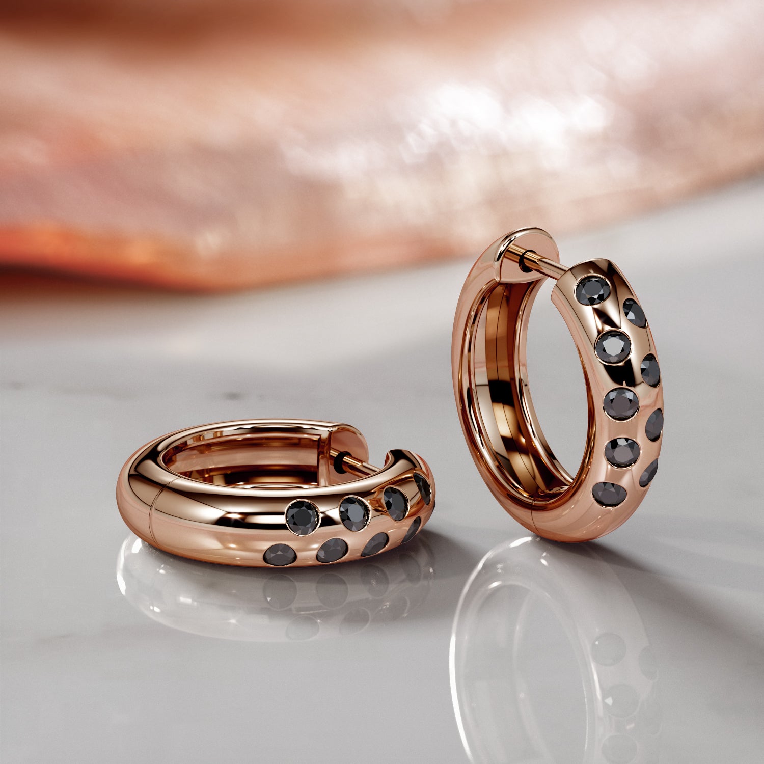 0.5 Carat Chuncky Natural Black Diamond Hoop Earrings